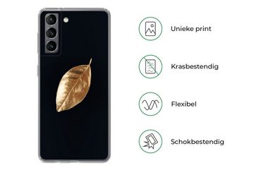 MuchoWow Handyhülle Blätter - Schwarz und Gold - Luxus - Natur - Pflanzen, Phone Case, Handyhülle Samsung Galaxy S21, Silikon, Schutzhülle