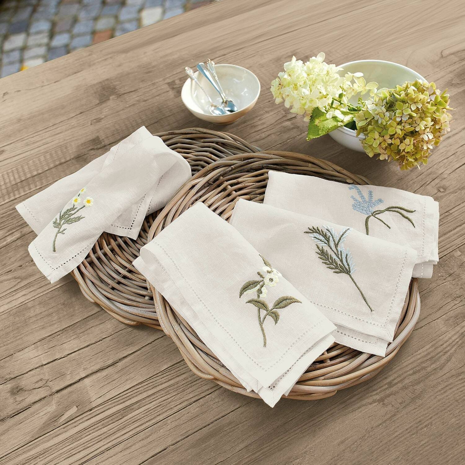 Mirabeau Stoffserviette Serviette 4er Set Lentilly weiß/bunt