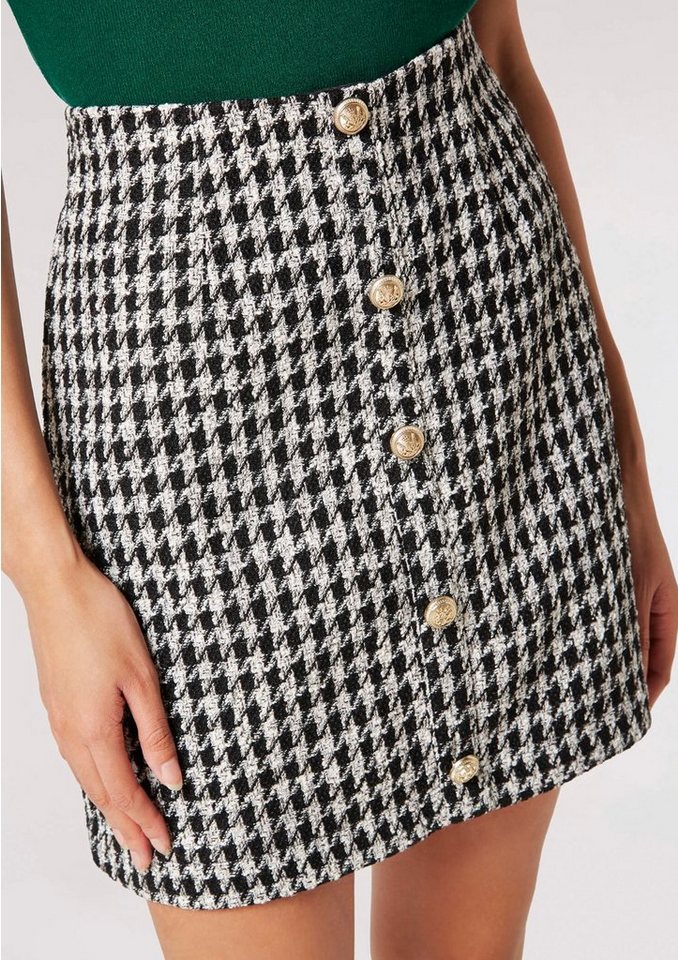 Apricot Minirock Dogtooth Gold Button Skirt (1-tlg) mit Hahnentrittmuster