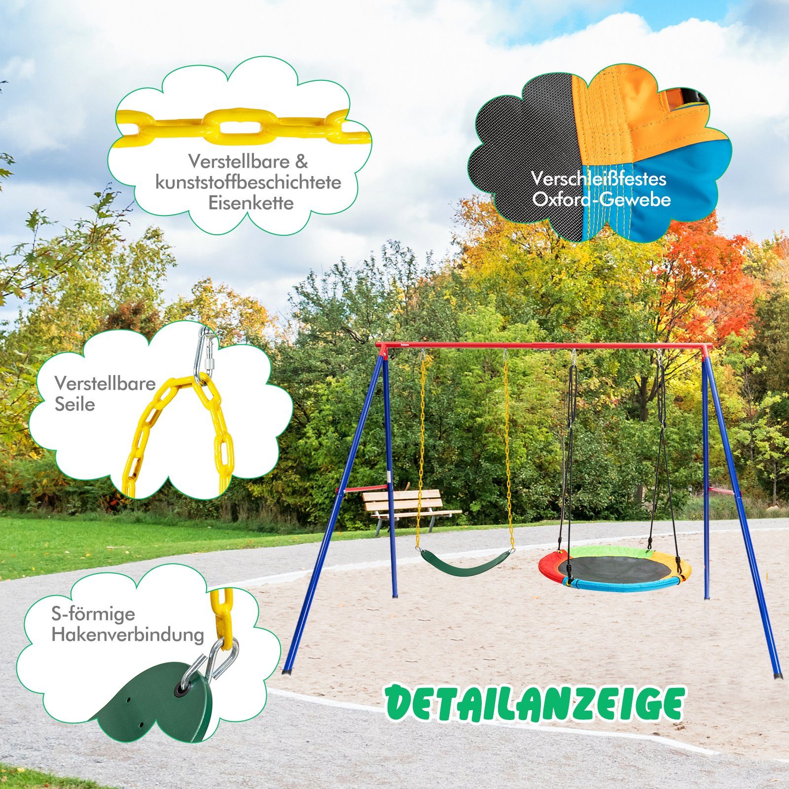 COSTWAY Doppelschaukel, (1-tlg), 2er Set Kinderschaukel, günstig online kaufen