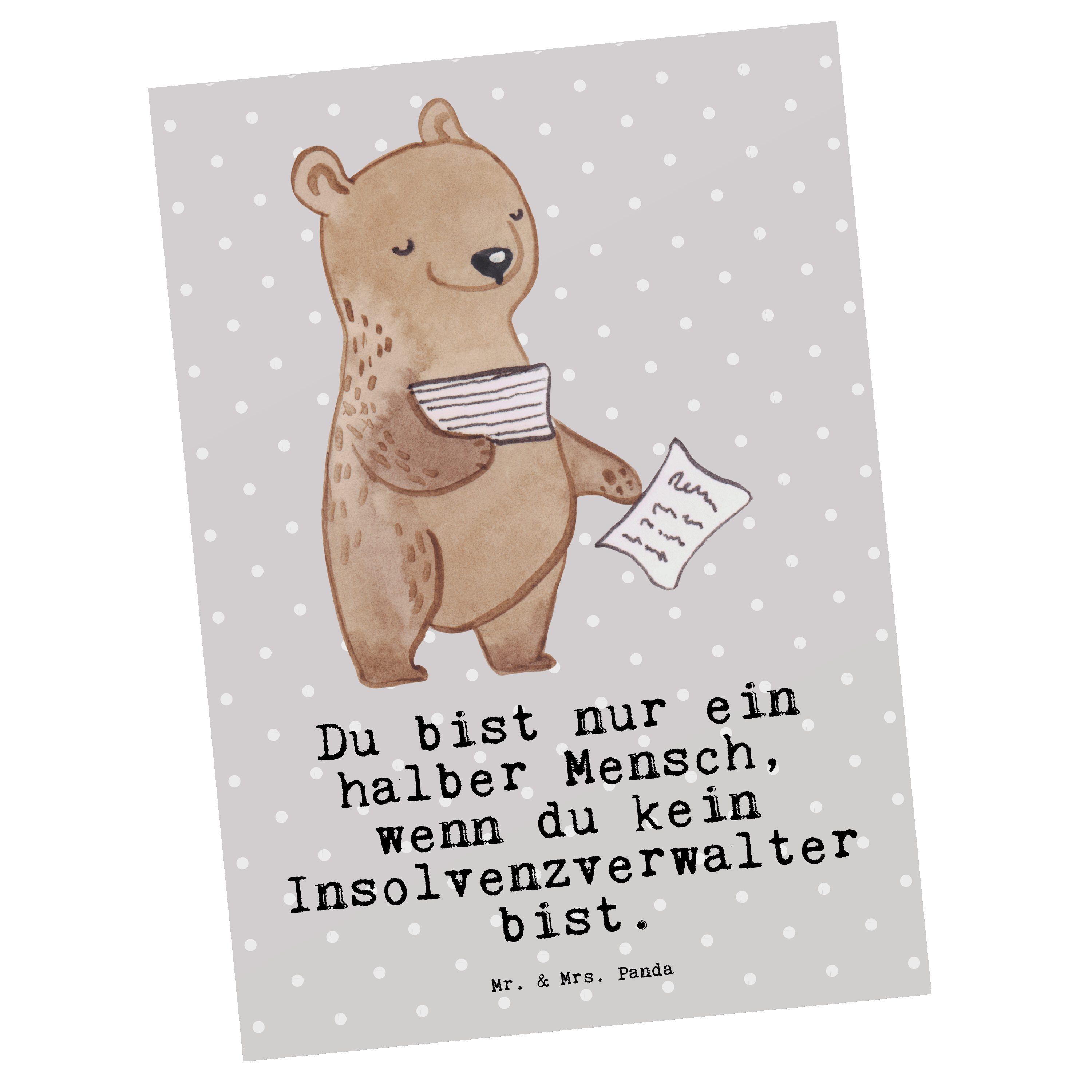 Mr. Pastell & Mrs. G Grau Insolvenzverwalter Dankeskarte, mit - Postkarte - Geschenk, Panda Herz