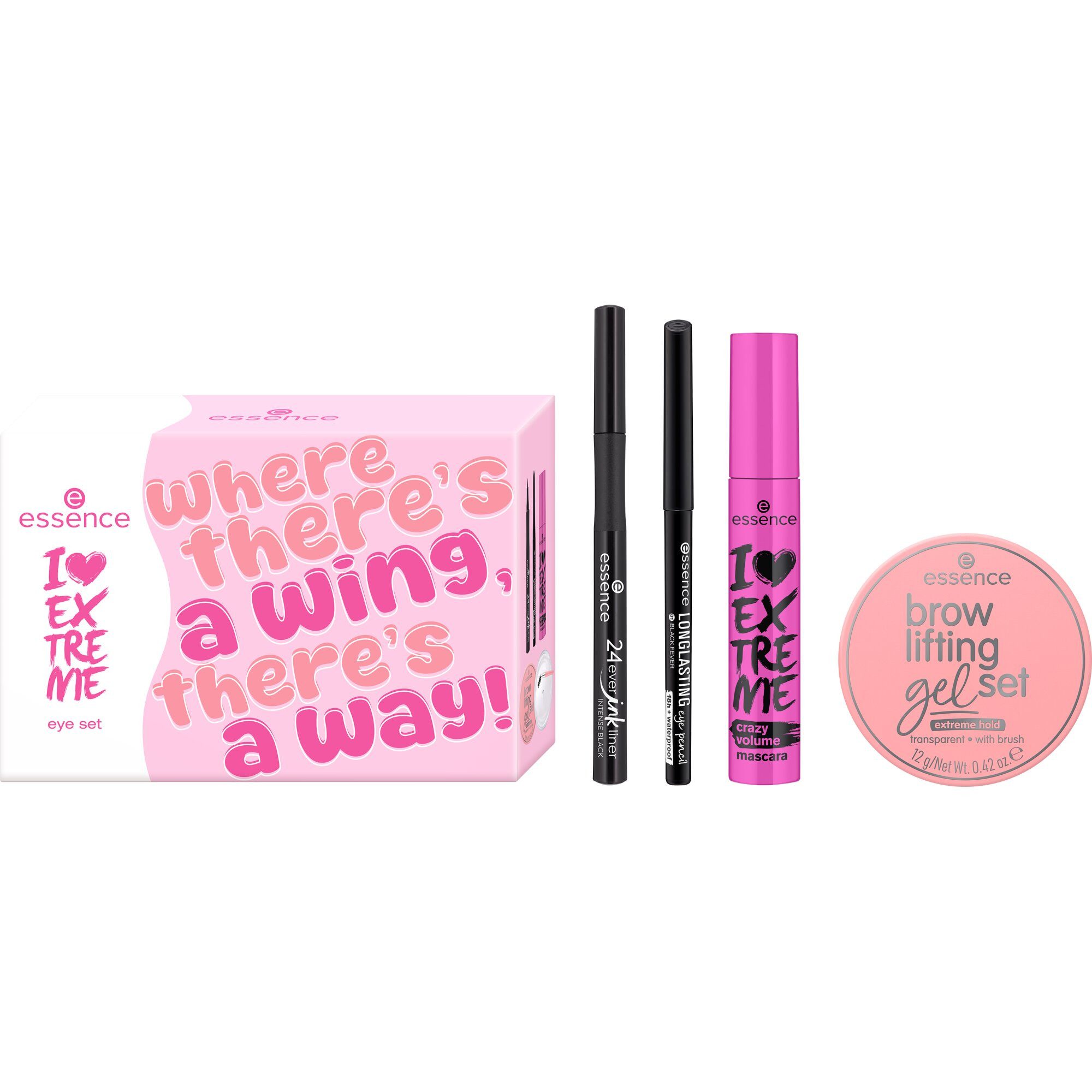 Essence Augen-Make-Up-Set I LOVE EXTREME eye set, 4-tlg., Alles-in-einem-Set für vielseitige Looks