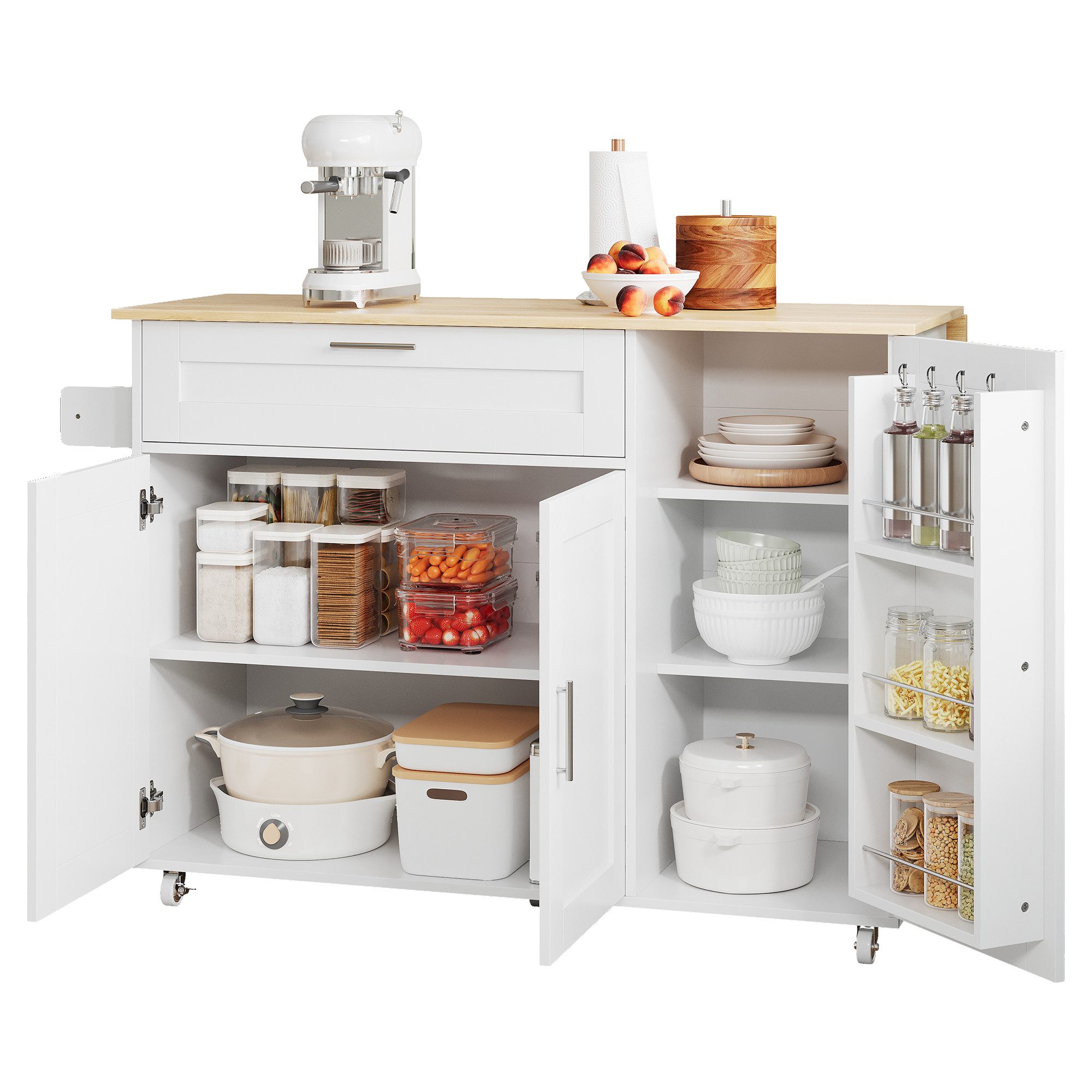 HAUSS SPOLE Küchenwagen Küchenschrank Buffetschrank Sideboard mit klappbare günstig online kaufen