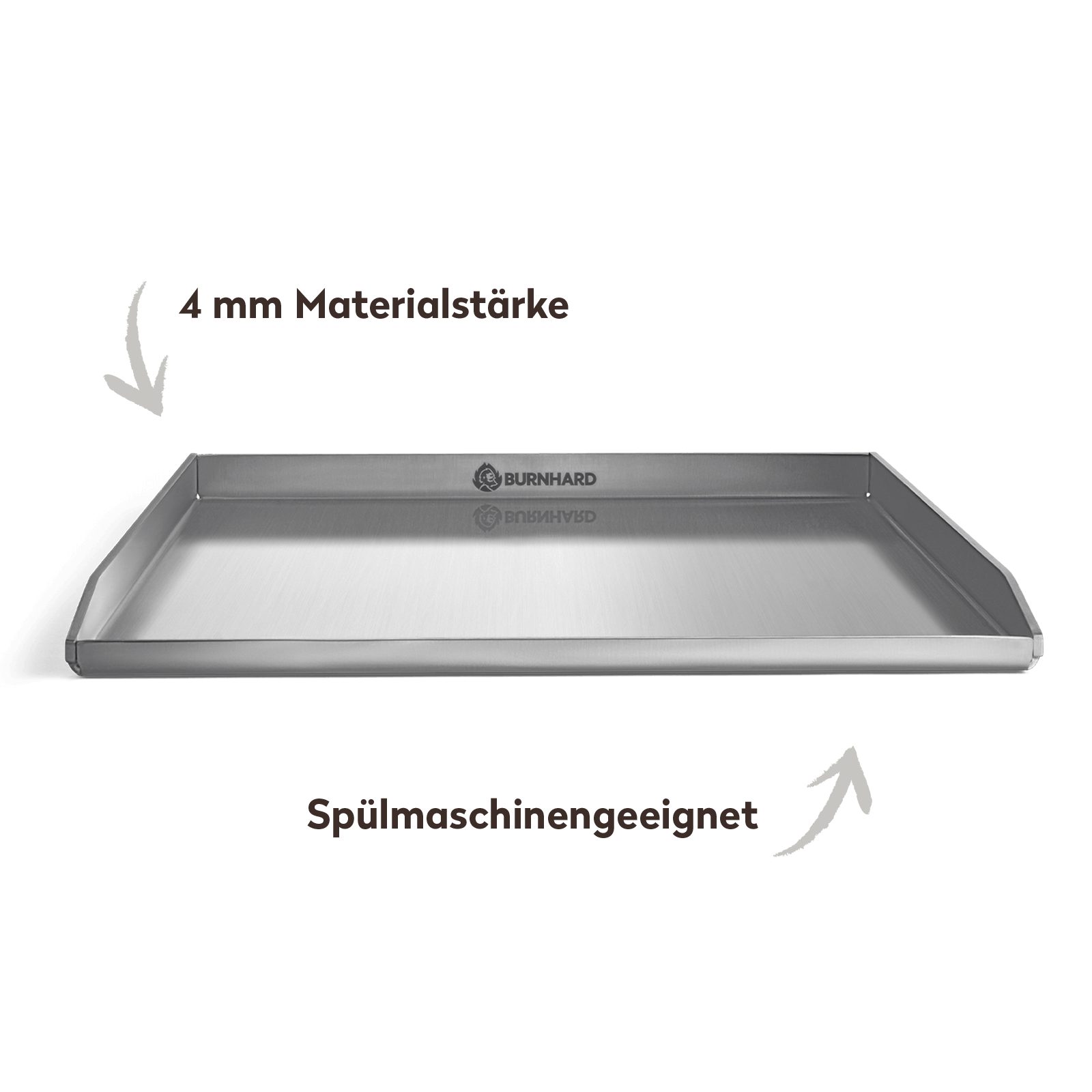 BURNHARD® Grillrost Plancha Grillplatte Edelstahl FRED 41,5 x 40 x 3,5 cm – Bild 4 von 5