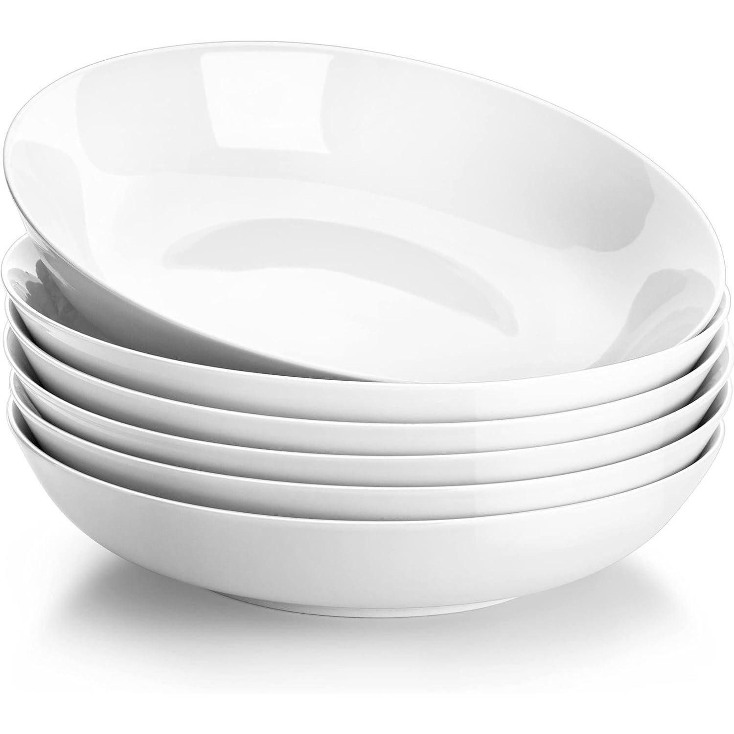 LuxusKollektion Pastateller Porzellan Schüssel Set 6 TLG 1200ml Tiefe Teller Pastateller