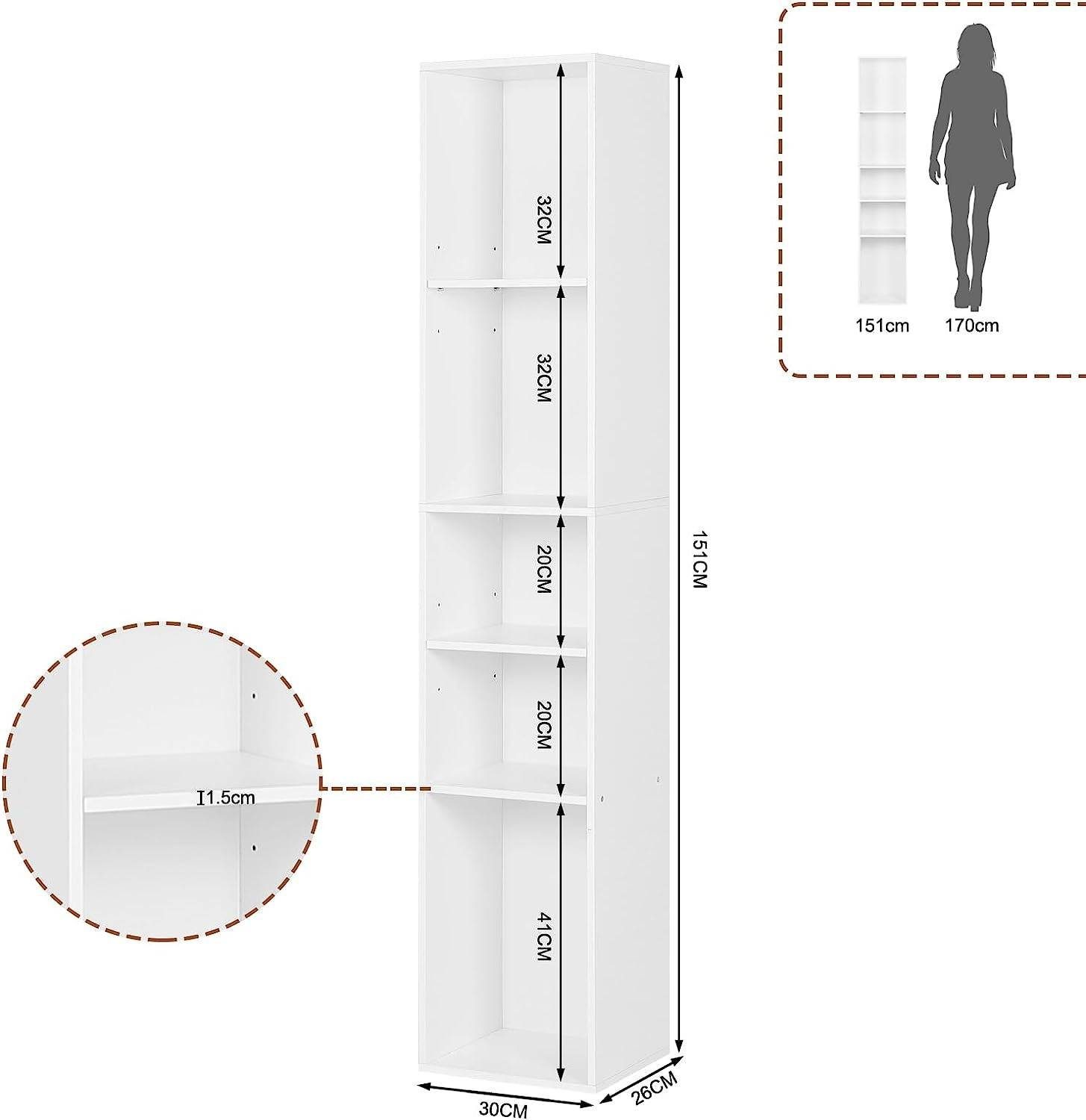 Woltu Bücherregal, 1-tlg., offenes Regal mit 5 Würfeln aus Holzwerkstoff