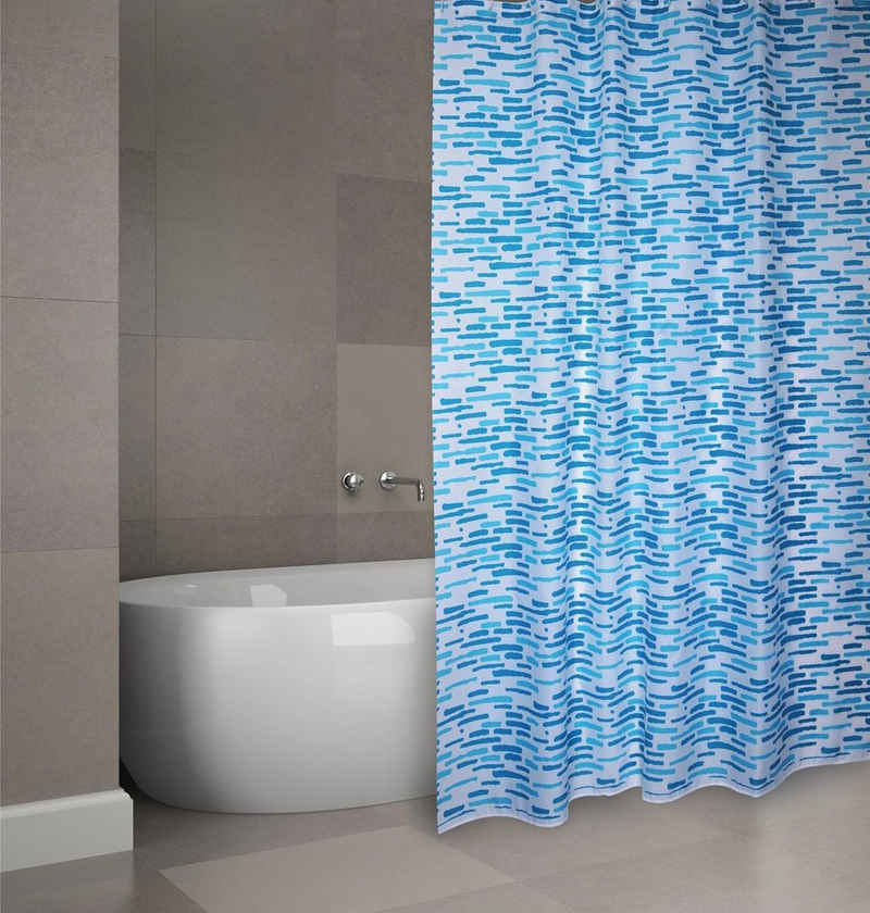 MSV Duschvorhang Cotexsa LOFT Breite 180 cm, Premium Textil-Duschvorhang, Made in Spain, 100% Polyester, wasserundurchlässig, Anti-Schimmel-Effekt, Anti-Bakteriell beschichtet, waschbar 30°, 180 x 200 cm, Farbe blau