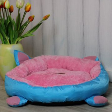 Pettimania Tierbett Katzenbett mit Ohren rosa/blau