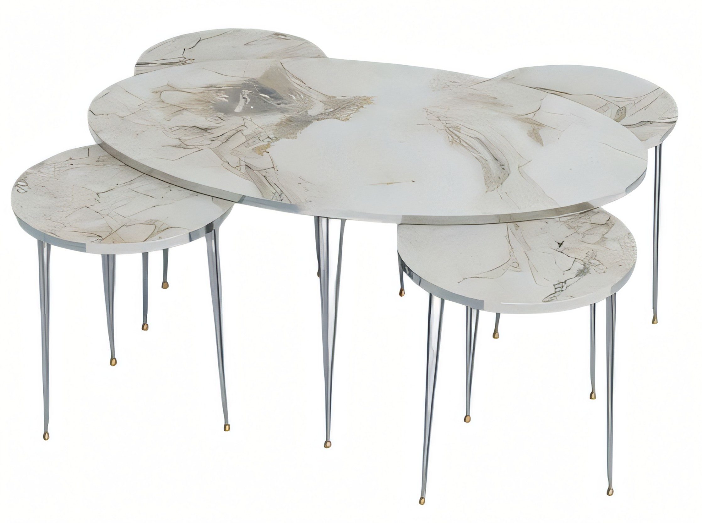 Xlmoebel Couchtisch Mehrfarbiger Holz-Couchtisch mit Beistelltischen im modernen Stil (Packung, Couchtisch mit 4 Beistelltischen), Made in Europa
