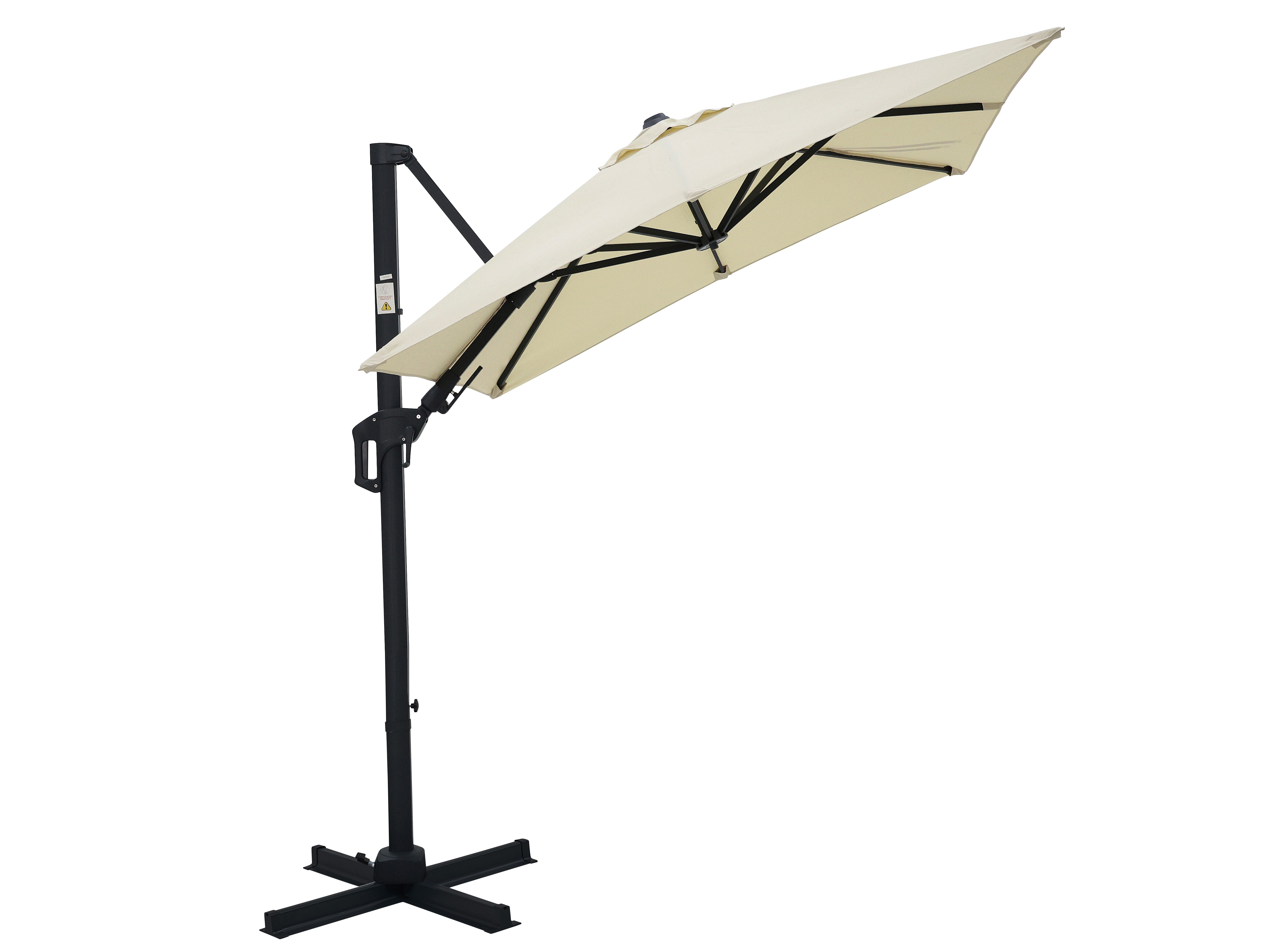 Gardissimo Ampelschirm David 210x210 cm natur quadratisch mit Ständer, LxB: 210x210 cm, Spar-Set, komplett-Set, Plattenständer, UV-Schutz 50+, 360 Grad drehbar, – Bild 2 von 5