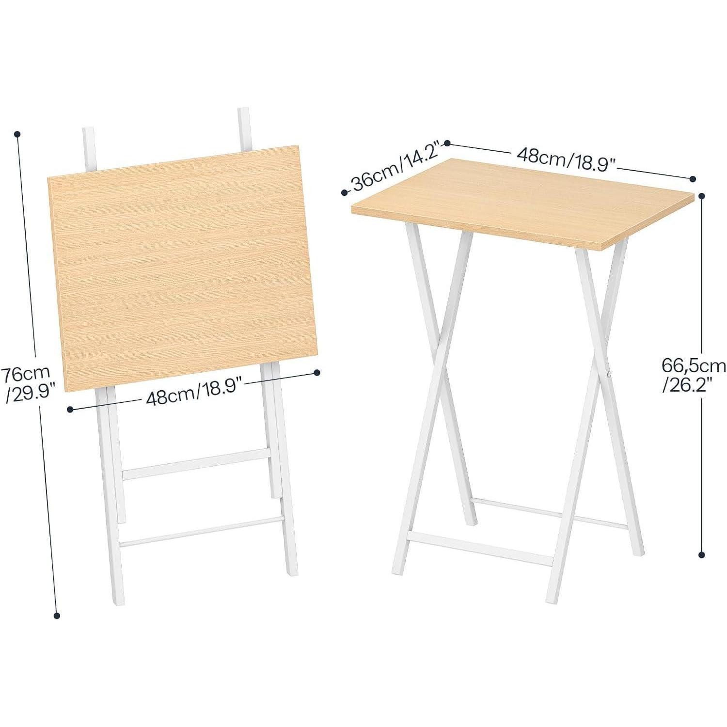 LuxusKollektion Klapptisch Beistelltisch Klappbar Tabletttisch TV Tray Natürliche Holzfarbe Weiß