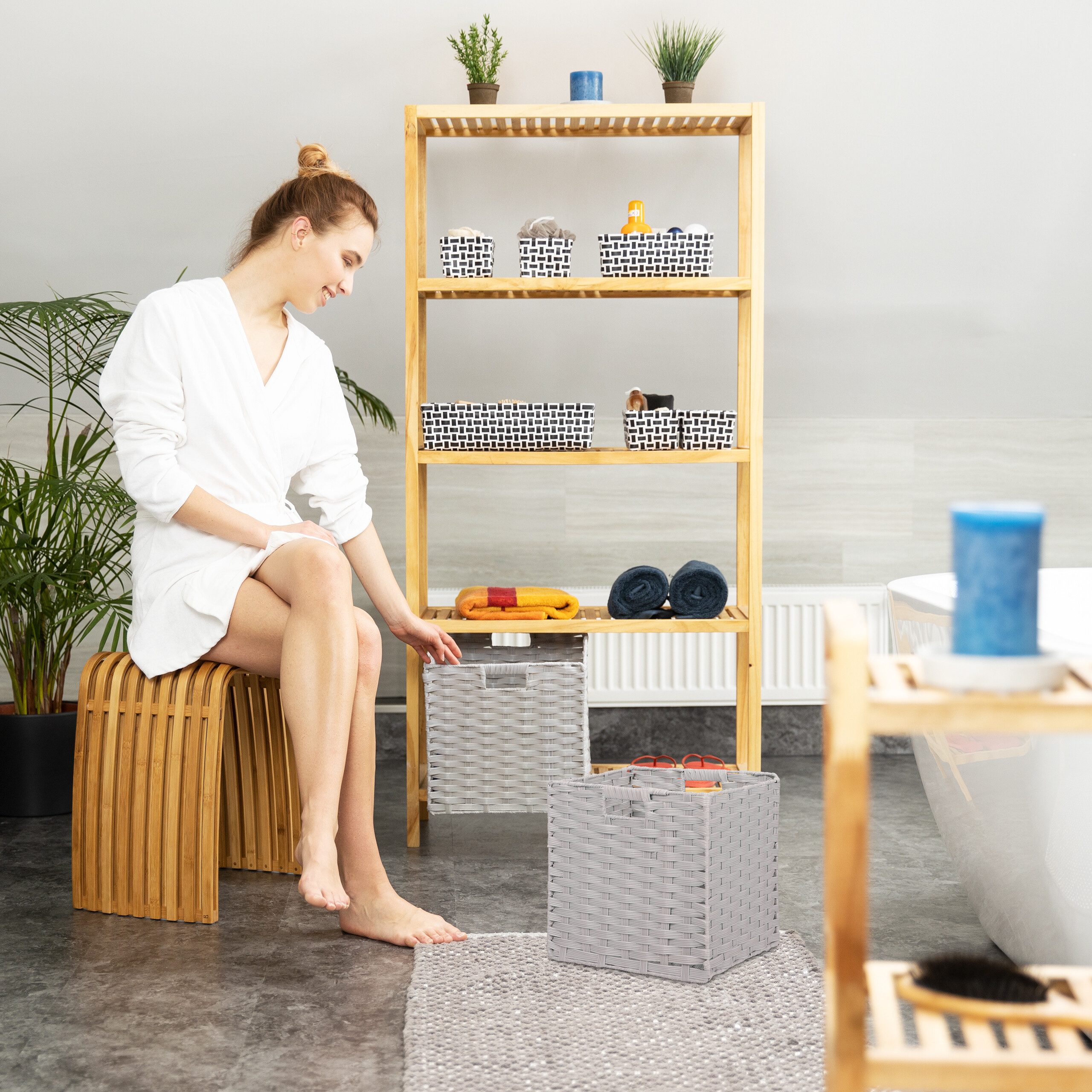 relaxdays Regalkorb Aufbewahrungskorb im 4er Set, grau günstig online kaufen