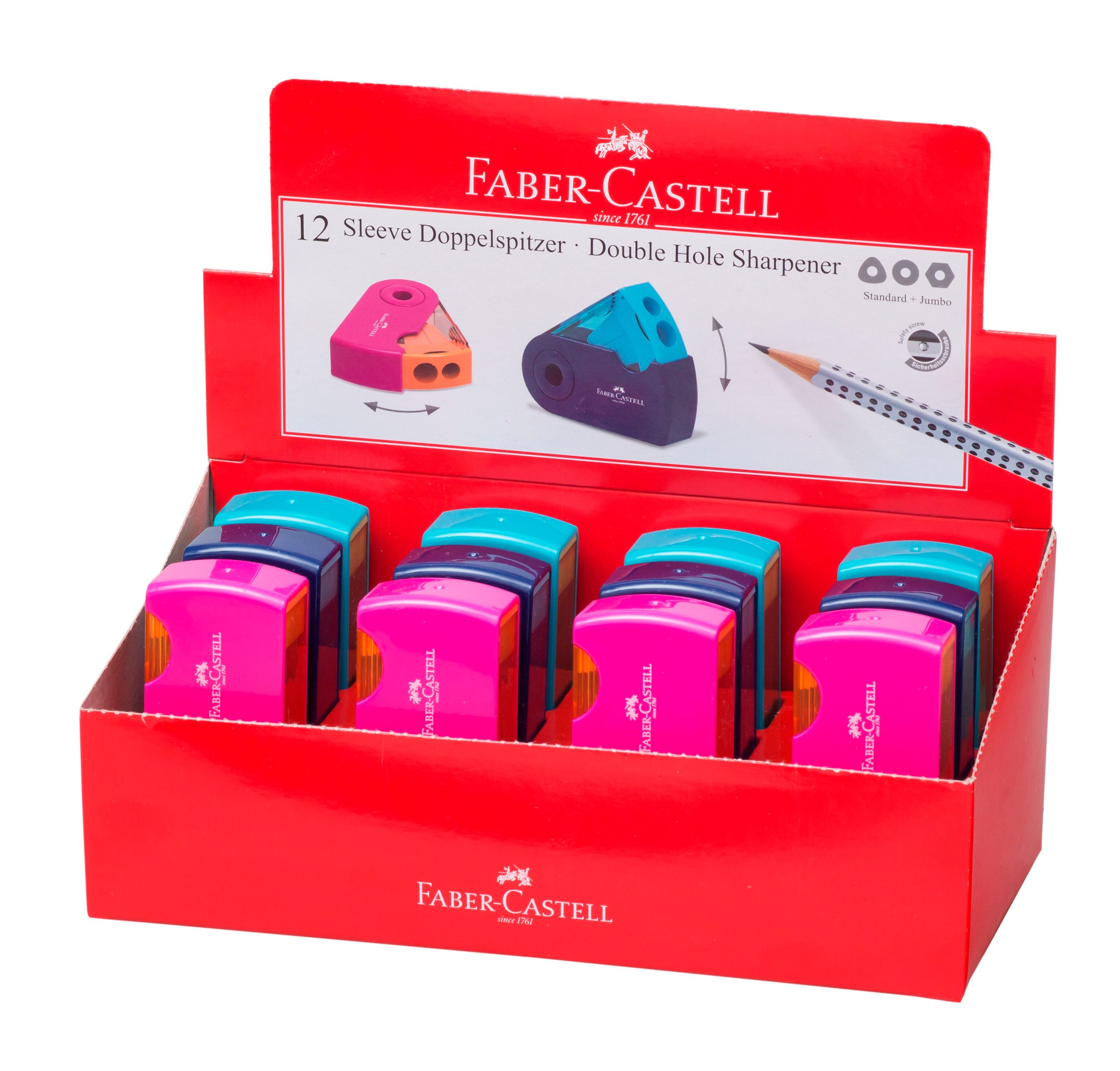 Faber-Castell Anspitzer Faber Castell Doppelspitzdose Vierkantbehälter Sleeve sort