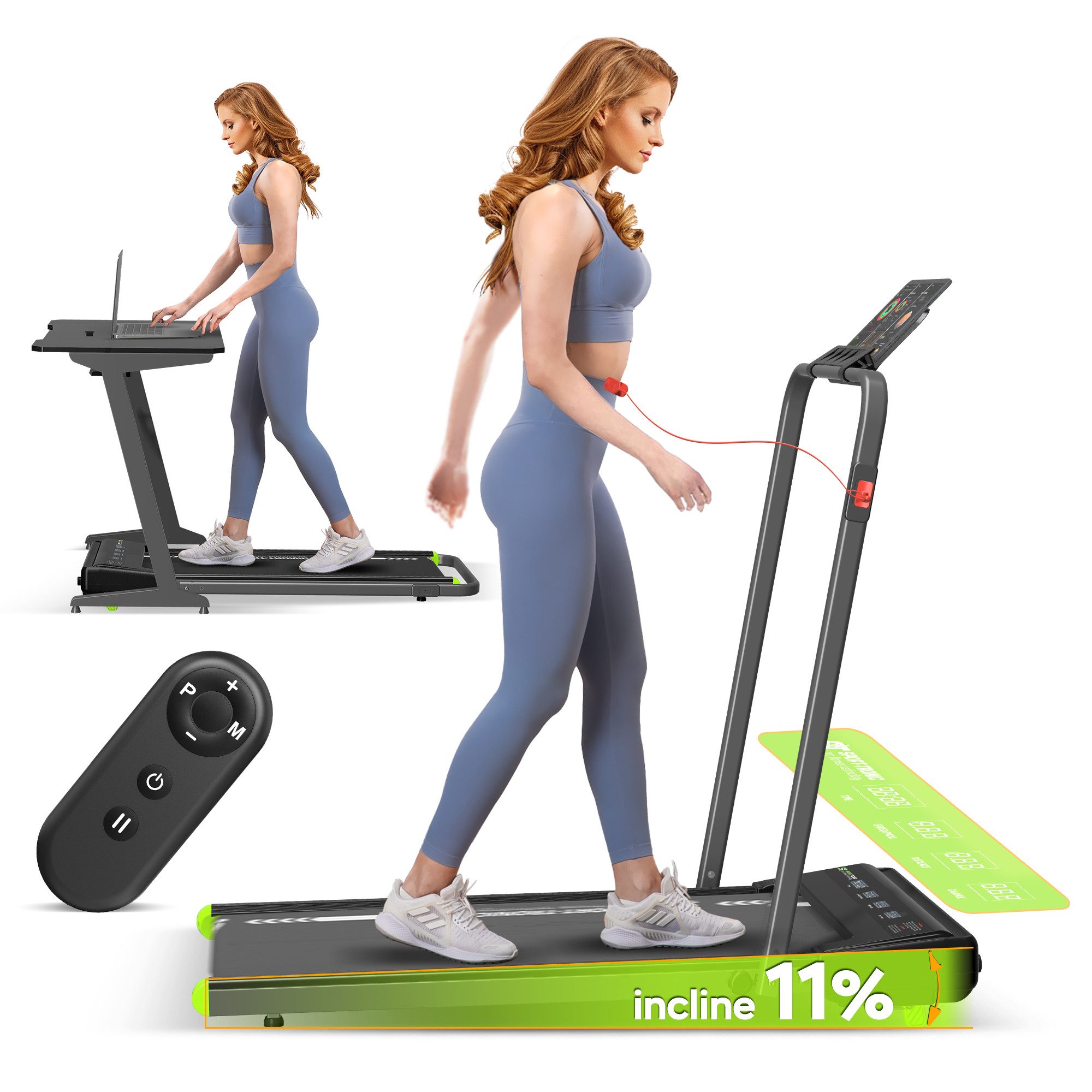 Laufband bis 10 km/h 2x Steigerung 6 Programme klappbar Tablet-Halterung Cardio