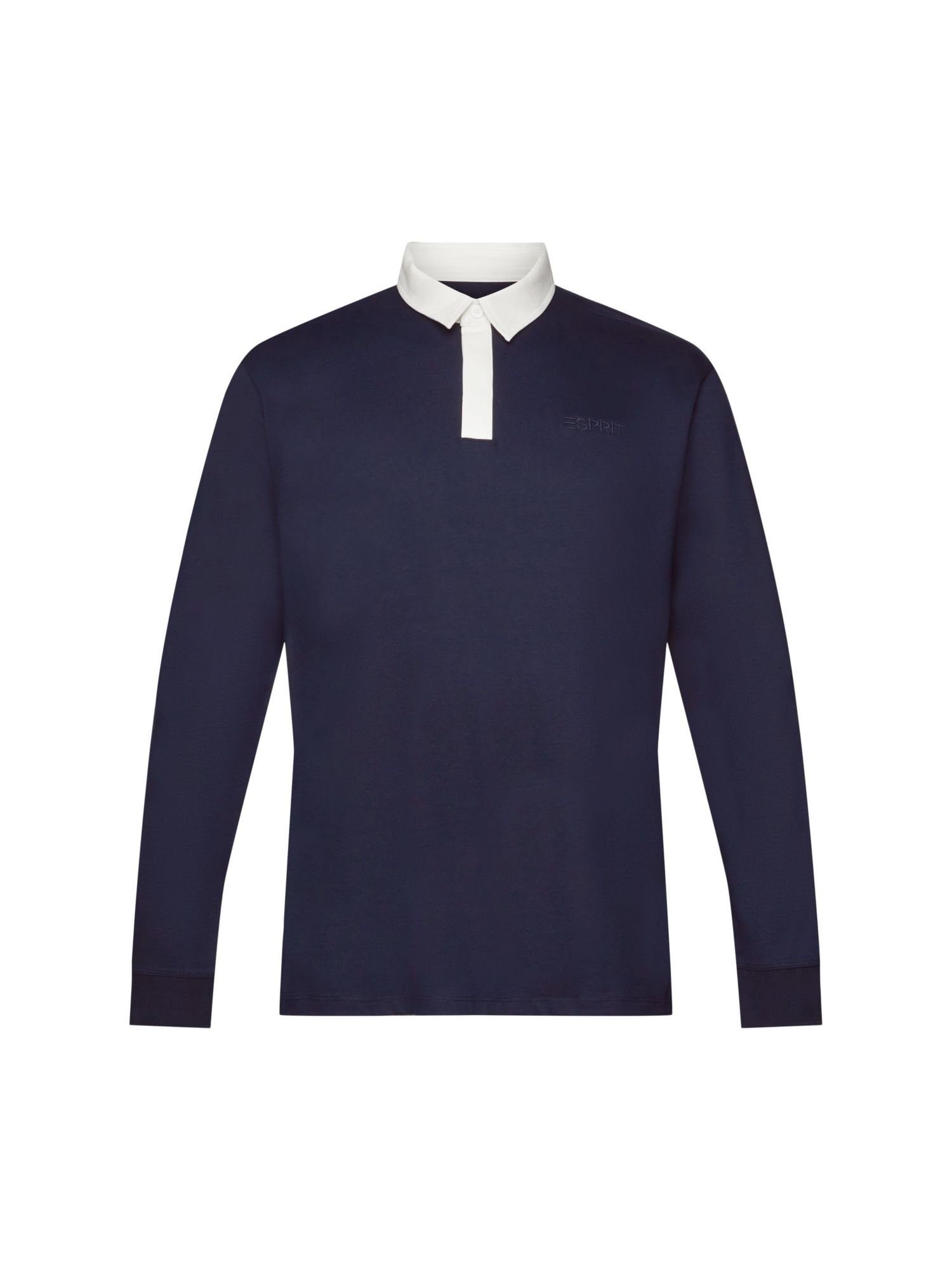 Esprit Langarmshirt Rugby-Shirt Logostickerei (1-tlg) mit NAVY