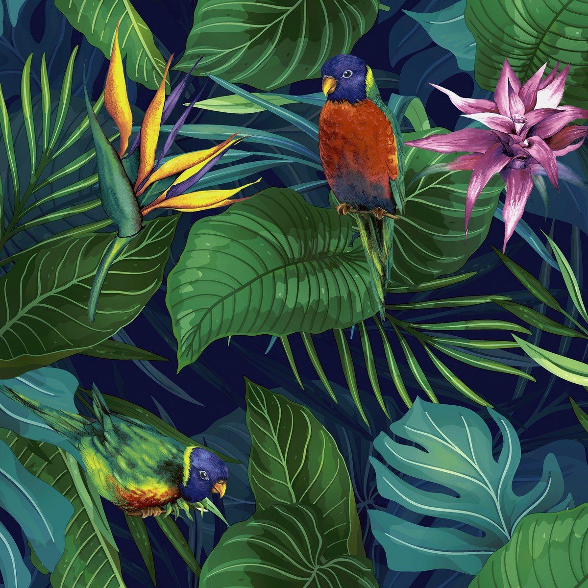 HOME FASHION Papierserviette 20 Servietten Jungle Paraiso 33x33cm, (20 St)