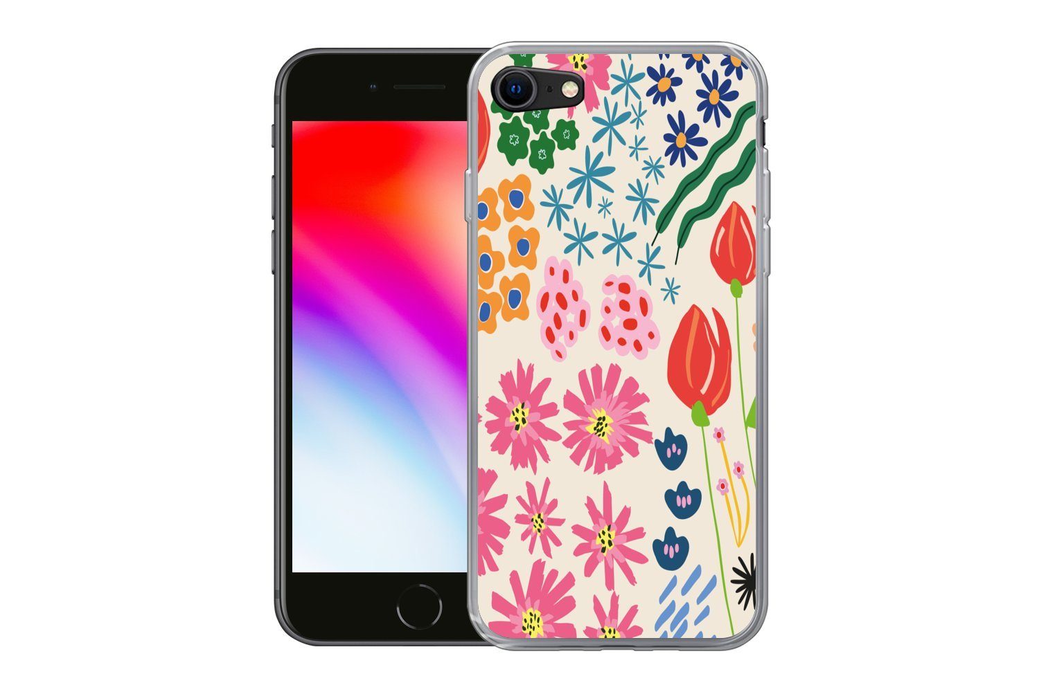 MuchoWow Handyhülle für Apple iPhone 7 Blumen - Gestaltung - Tulpe, Smartphone-Bumper, Print, Handy Schutzhülle Dünn