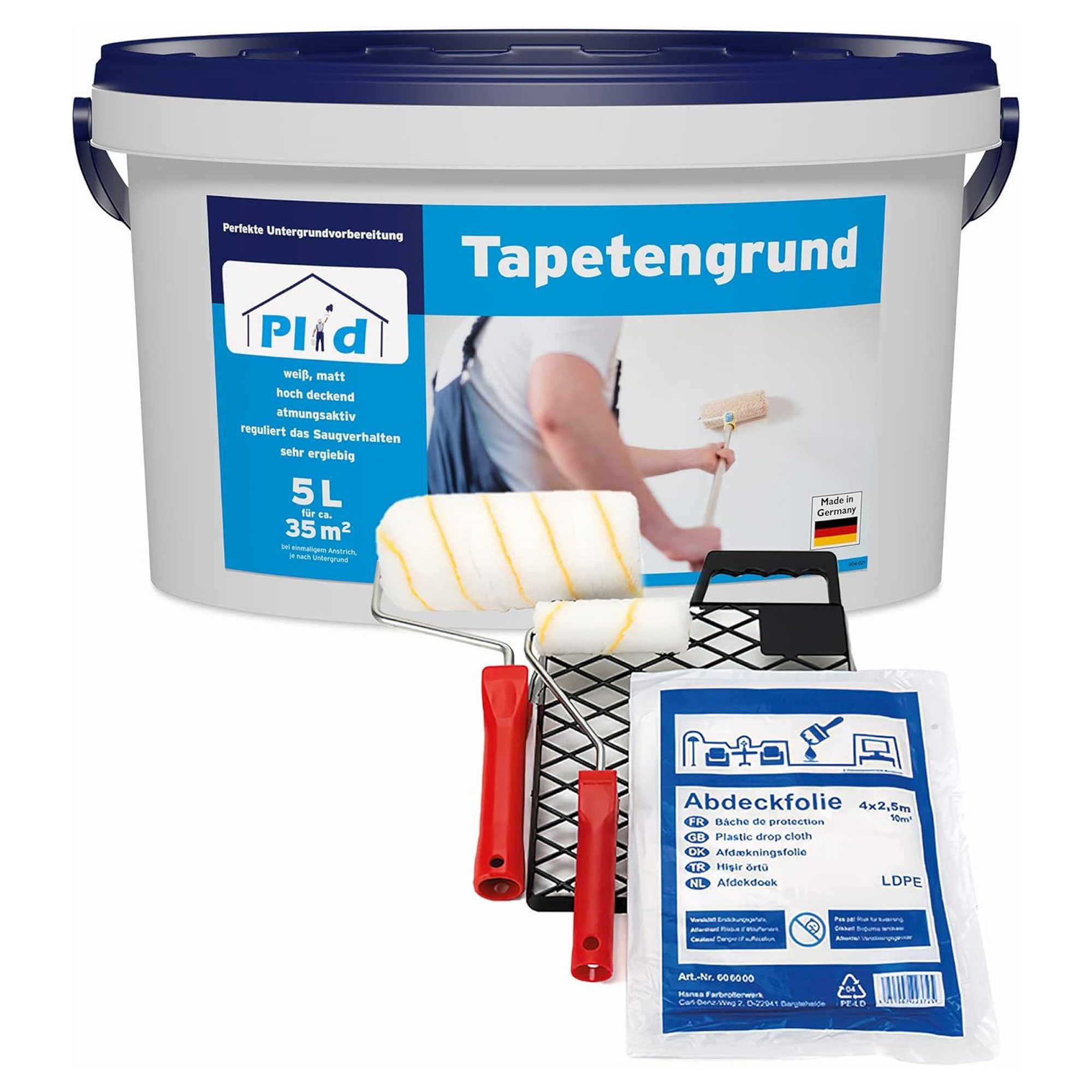 plid Grundierfarbe Tapetengrund Weiß Haftgrund Voranstrich Tapezieren, Schnelltrocknend