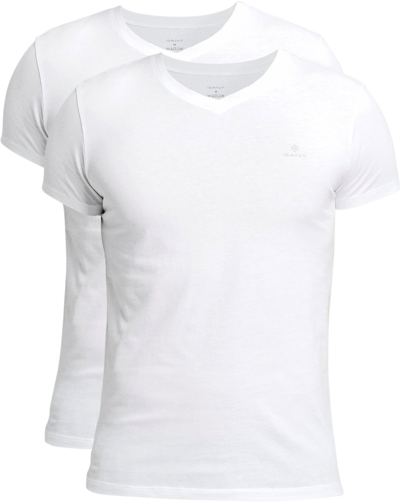 Gant Kurzarmshirt (2-tlg., 2er-Pack) 100% Baumwolle in Sparpackung | V-Shirts