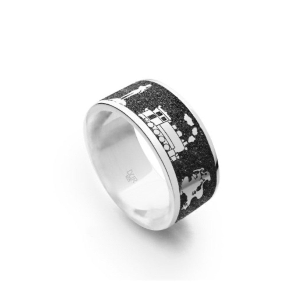 DUR Fingerring DUR Schmuck: Ring, Nachtring "Ostseebad Sellin / Rügen“ mit Lavasand