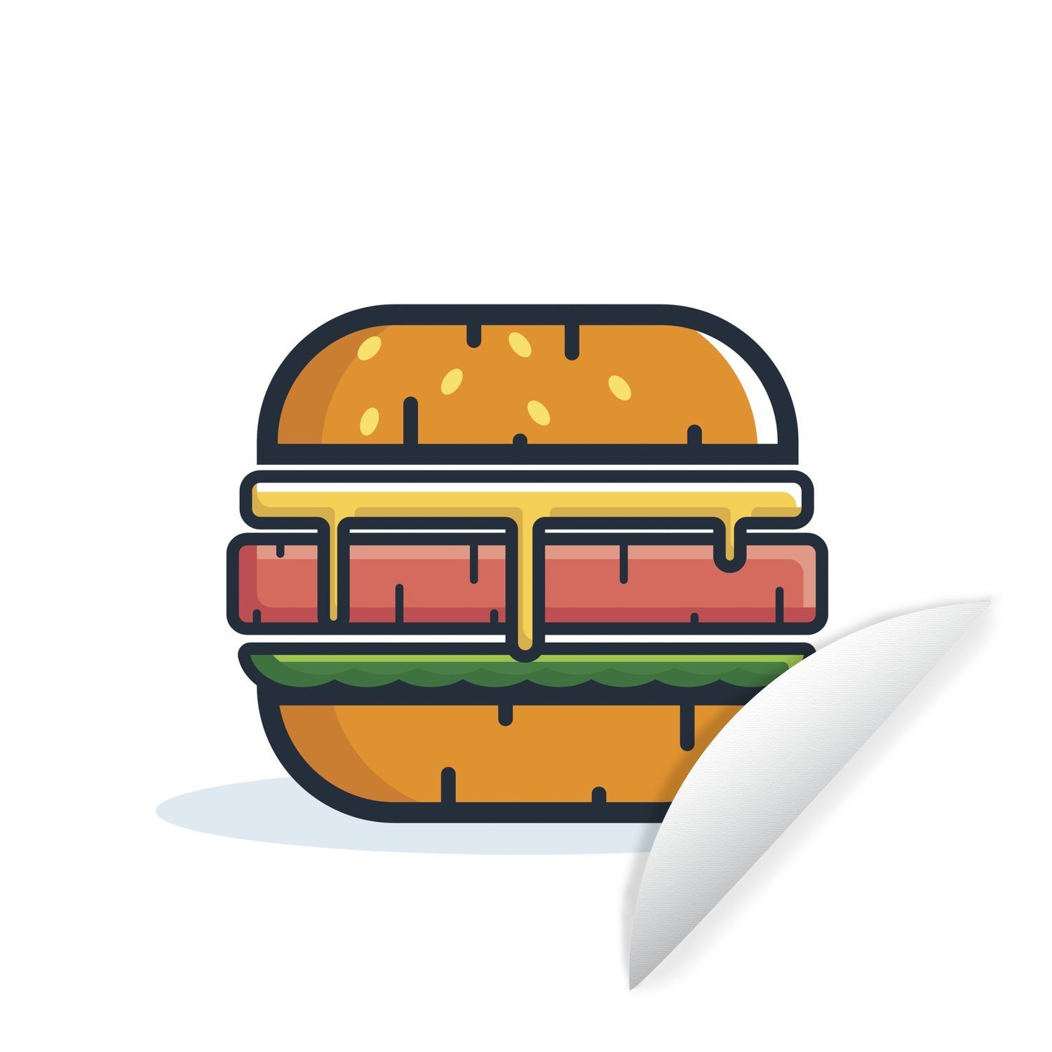 MuchoWow Wandsticker Ein Piktogramm, das einen Hamburger darstellt (1 St), Tapetenkreis für Kinderzimmer, Tapetenaufkleber, Rund, Wohnzimmer