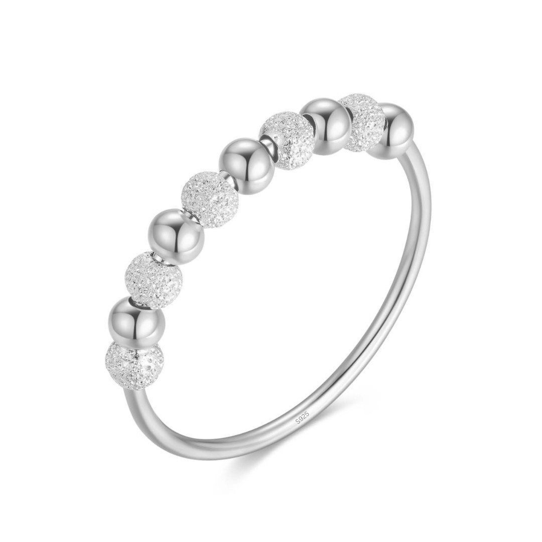 Lisandra Scott Silberring Anti-Stress Ring aus 925 Sterlingsilber mit drehbaren Glitzer-Kugeln