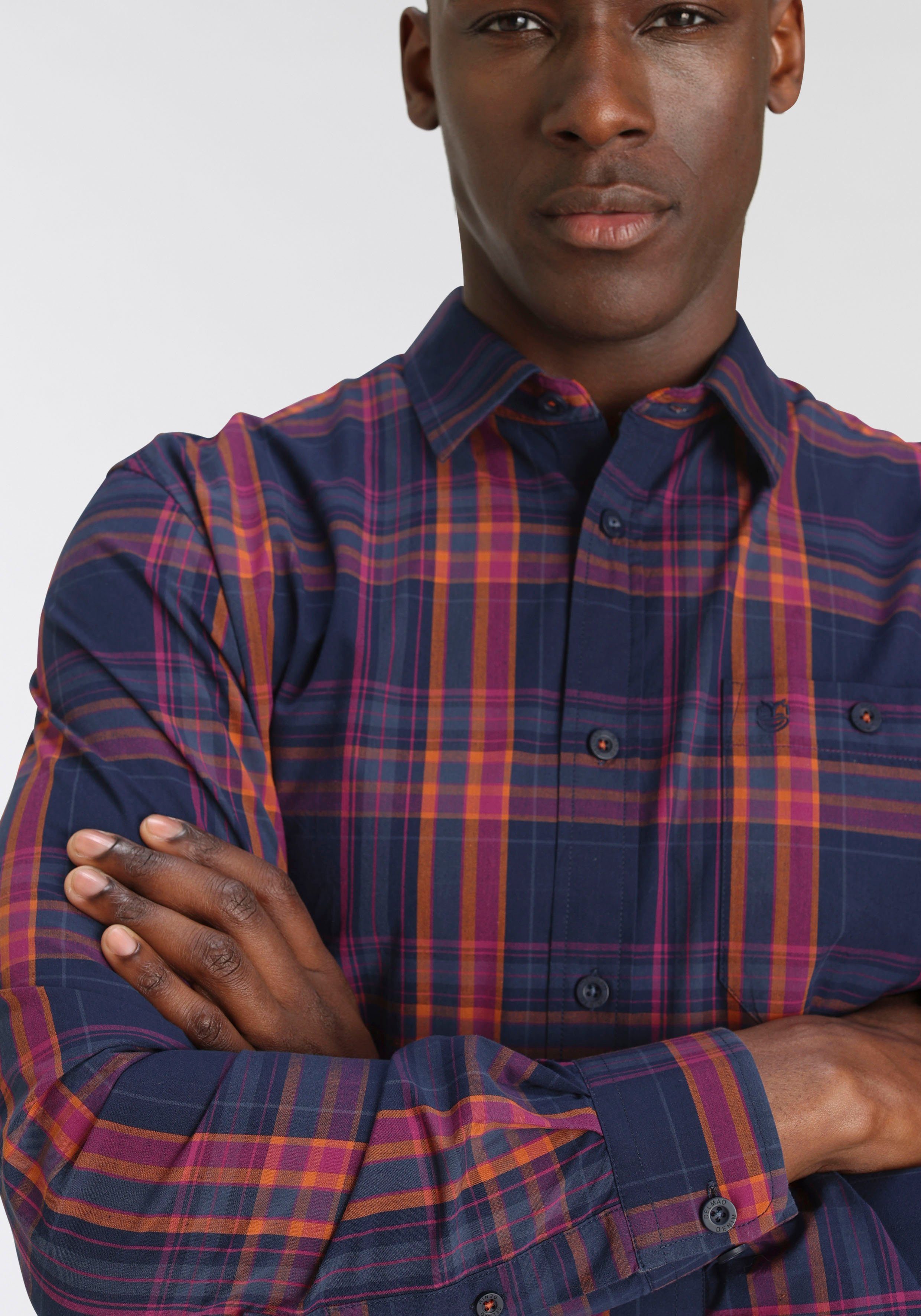 DELMAO Karohemd mit Logostickerei