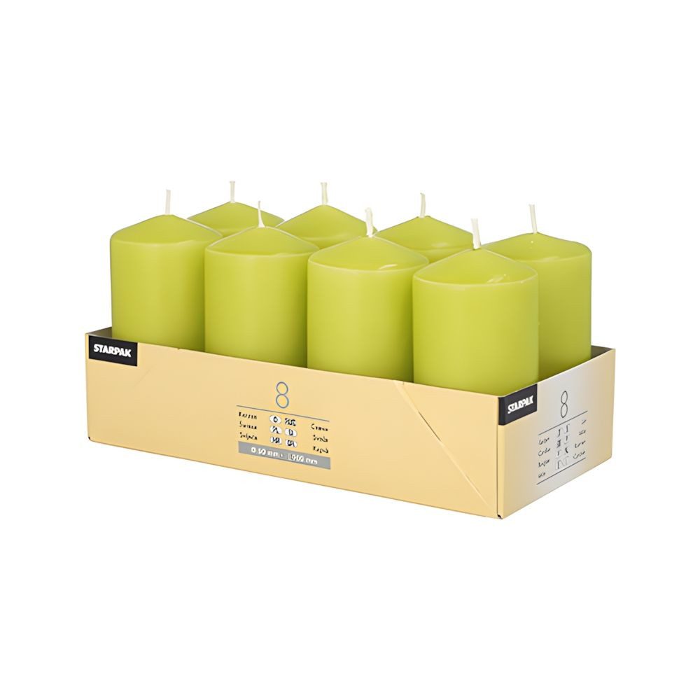 PAPSTAR Stumpenkerze Stumpenkerzen Ø 50 mm, 100 mm kiwi 8 Stk