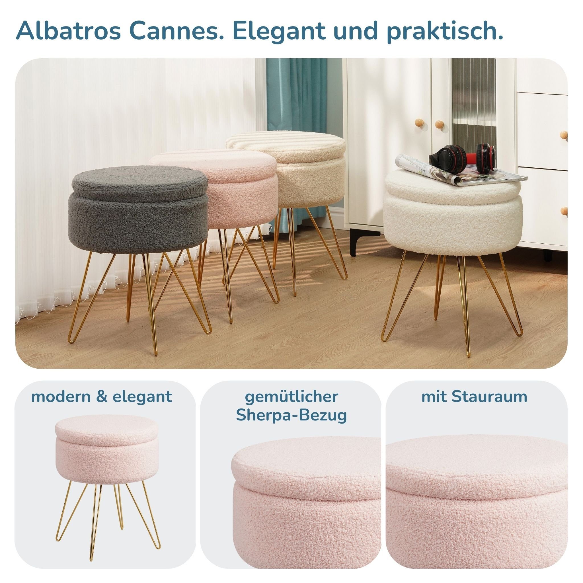 Albatros International Polsterhocker Albatros Hocker mit Stauraum Cannes Si günstig online kaufen