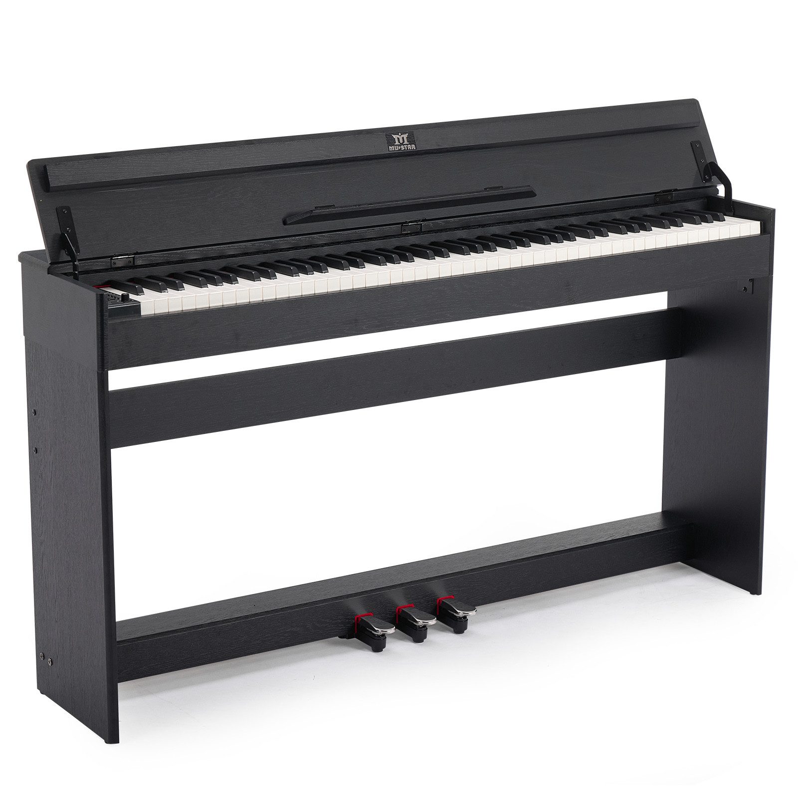 MUSTAR Digitalpiano mit Bluetooth, 3 Pedalen & Stereolautsprechern, 88 Tasten (1-St), Aufzeichnung, Halb-offene Abdeckung, Halbgewichtete Tasten