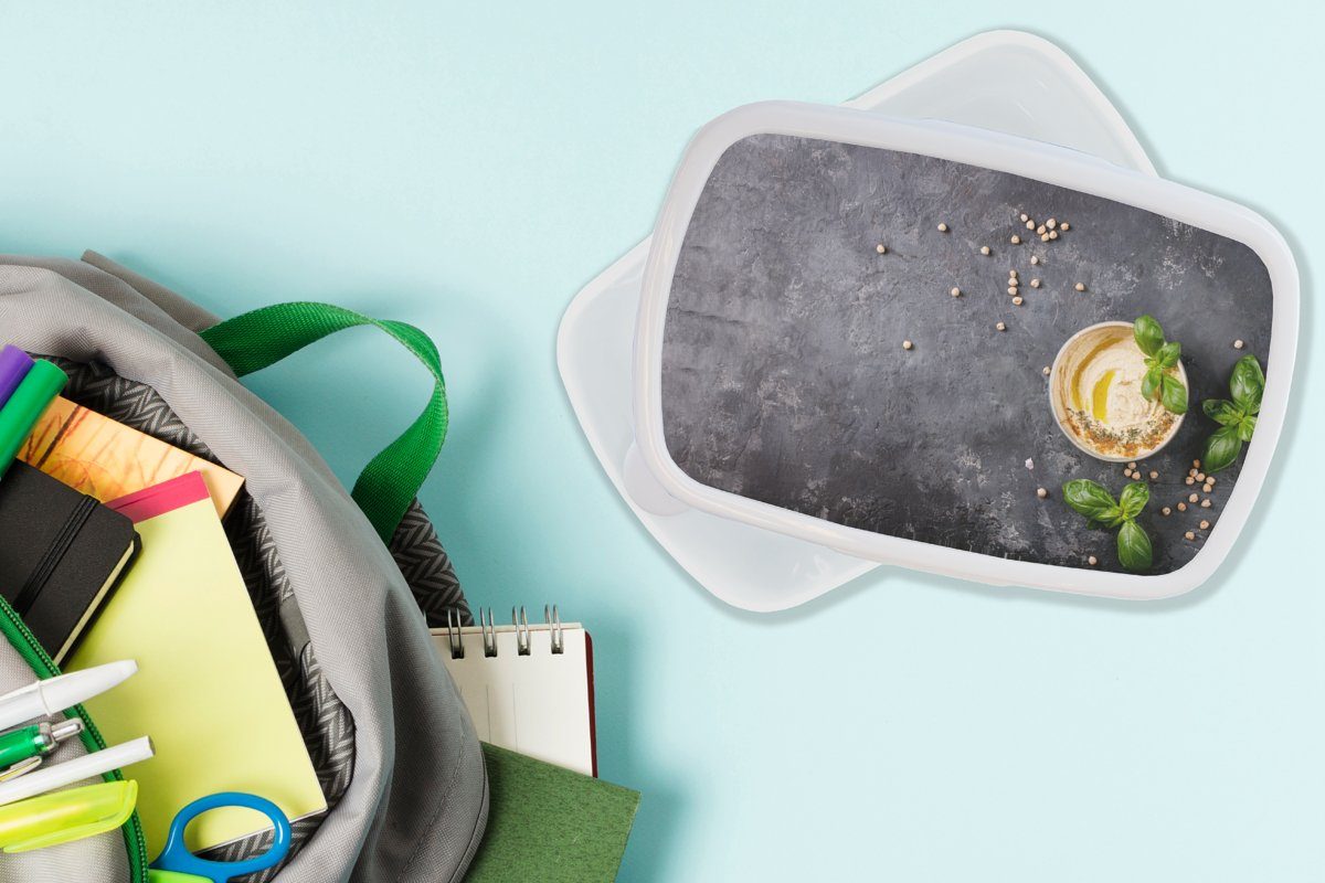 MuchoWow Lunchbox Dessert - Basilikum Brotdose, und (2-tlg), weiß für Kräuter Jungs Industriell, Kinder für Mädchen Kunststoff, Brotbox Erwachsene, - - und