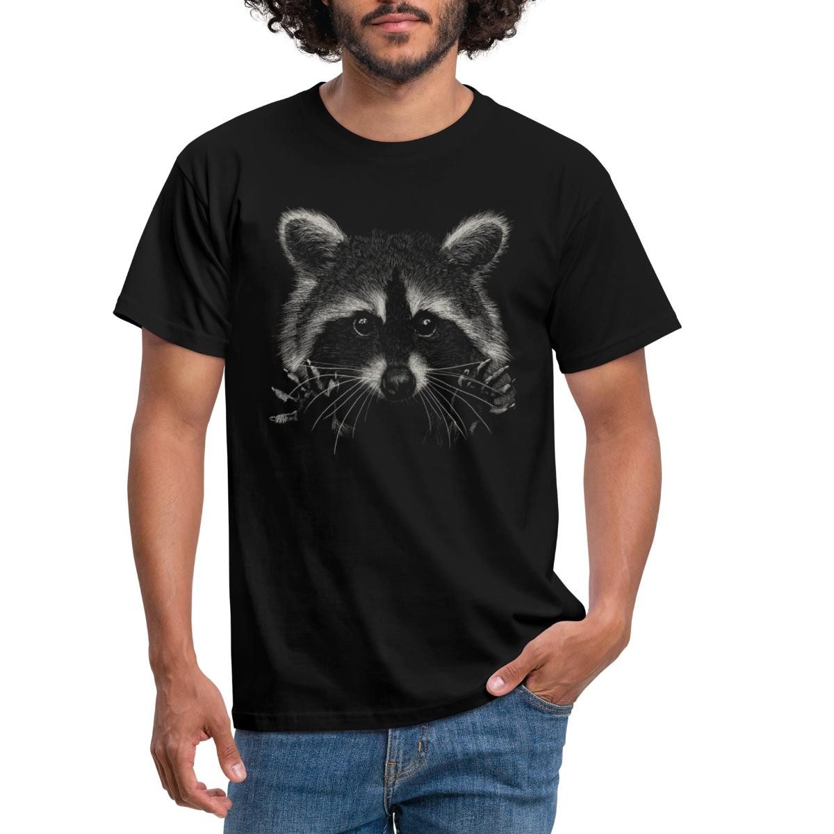 Spreadshirt T-Shirt Süßer Waschbär Lustig Racoon Männer T-Shirt (1-tlg) günstig online kaufen