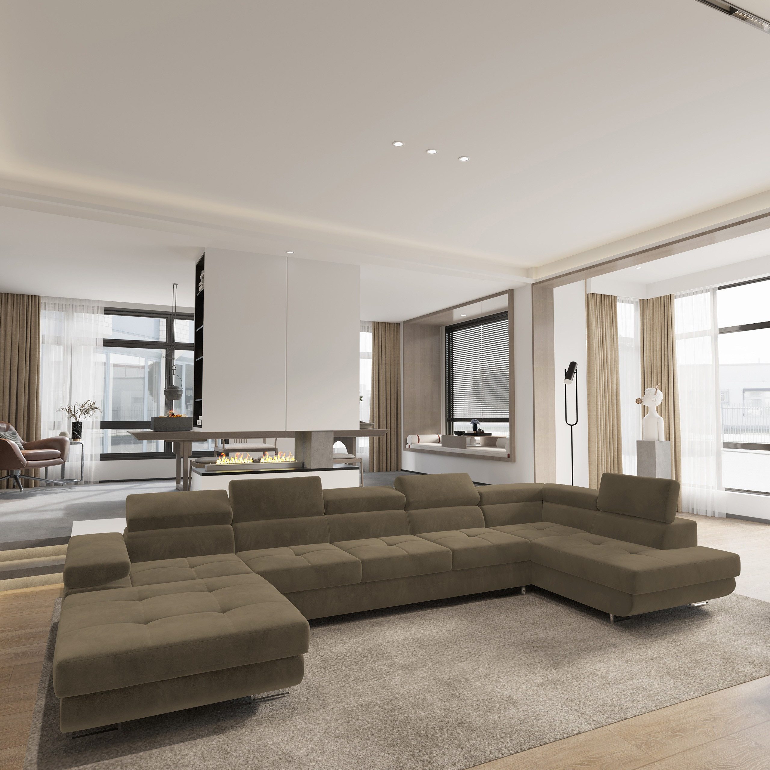 Masseno Ecksofa TORIVA mit Schlaffunktion U-Form, Sofa mit Bettkasten