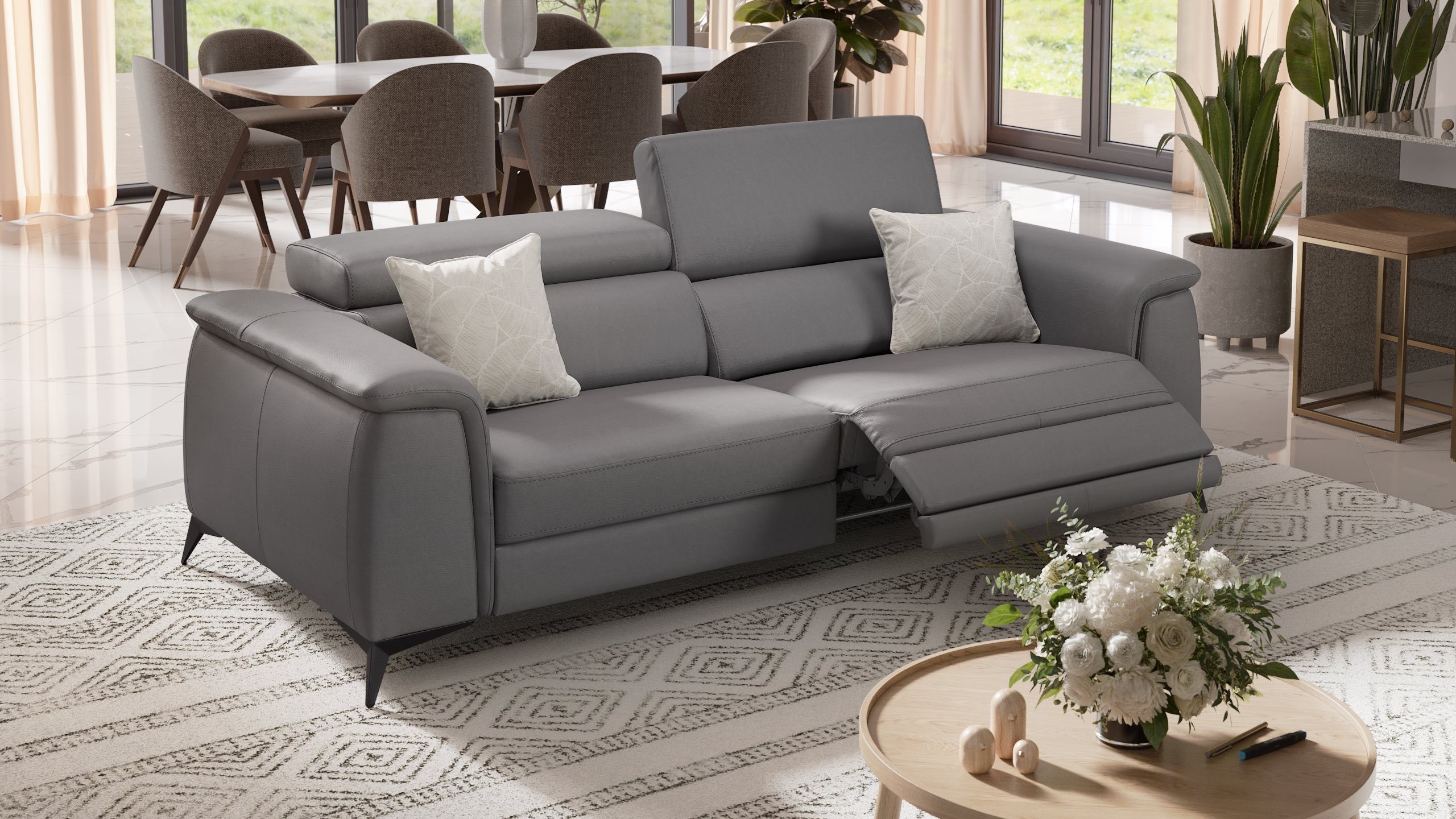 Sofanella 3-Sitzer Leder LIVORNO, Relaxcouch, Designersofa, Designer Sofa, 3er Couch, Sofagarnitur
