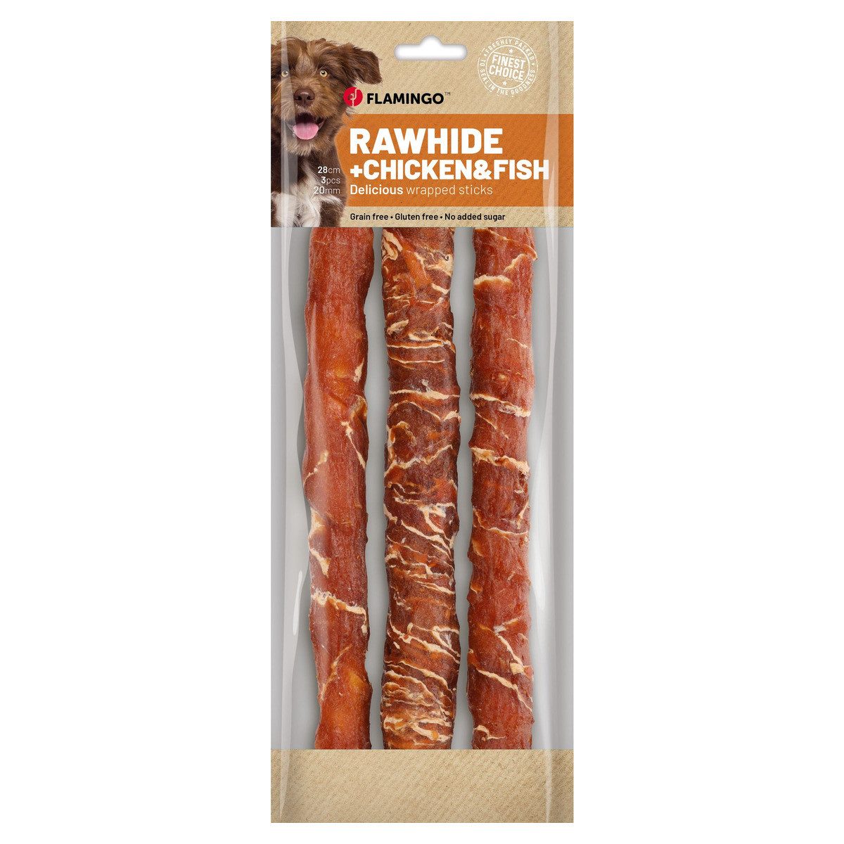 Flamingo Hundesnack R'Hide Stick mit Huhn & mit Kabeljau, für: Hund