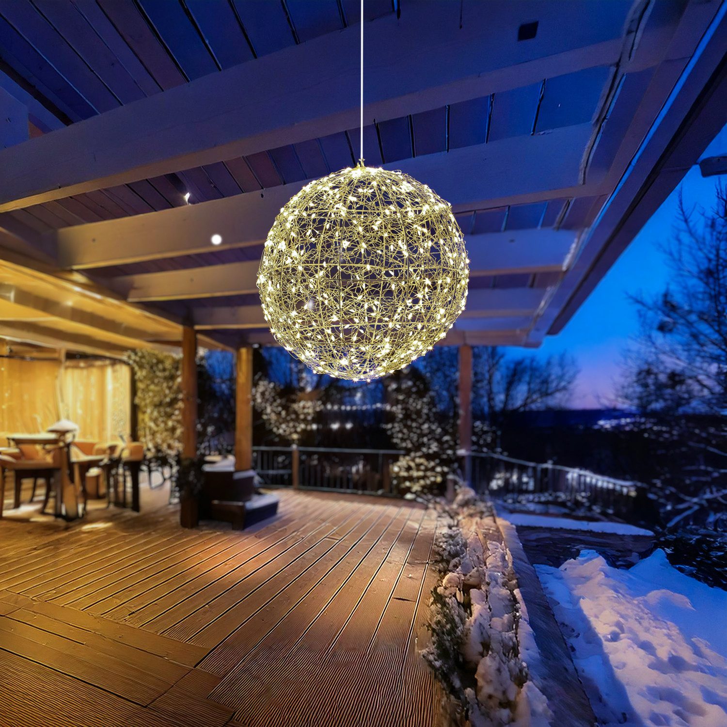 MARELIDA LED Kugelleuchte LED Drahtkugel Leuchtkugel 28cm 400LED Lichtkugel günstig online kaufen