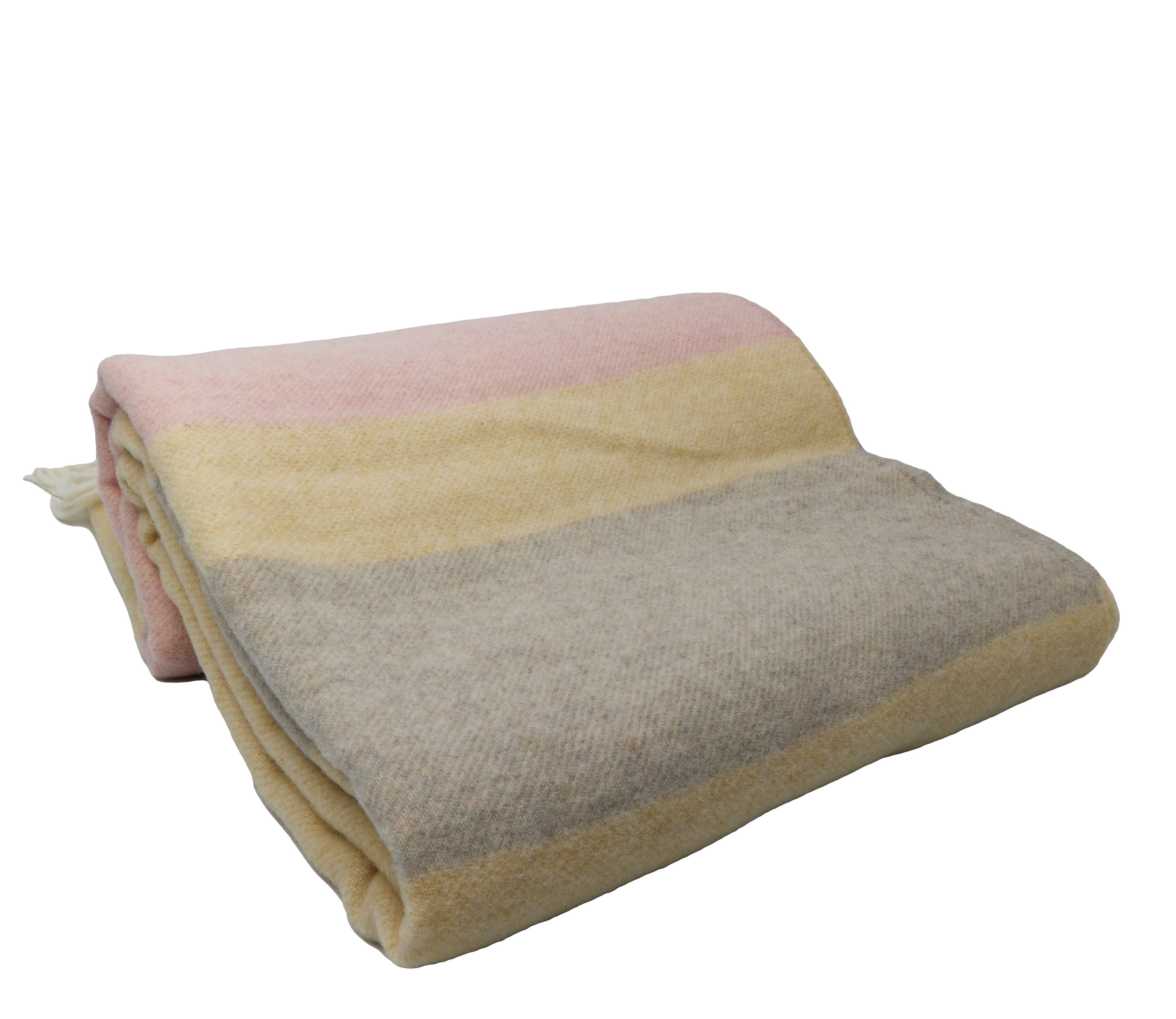 Wohndecke Fair De Luxe Woll-Kaschmir-Decke, Plaid/Wohndecke, Grau/Rosa/Gelb günstig online kaufen