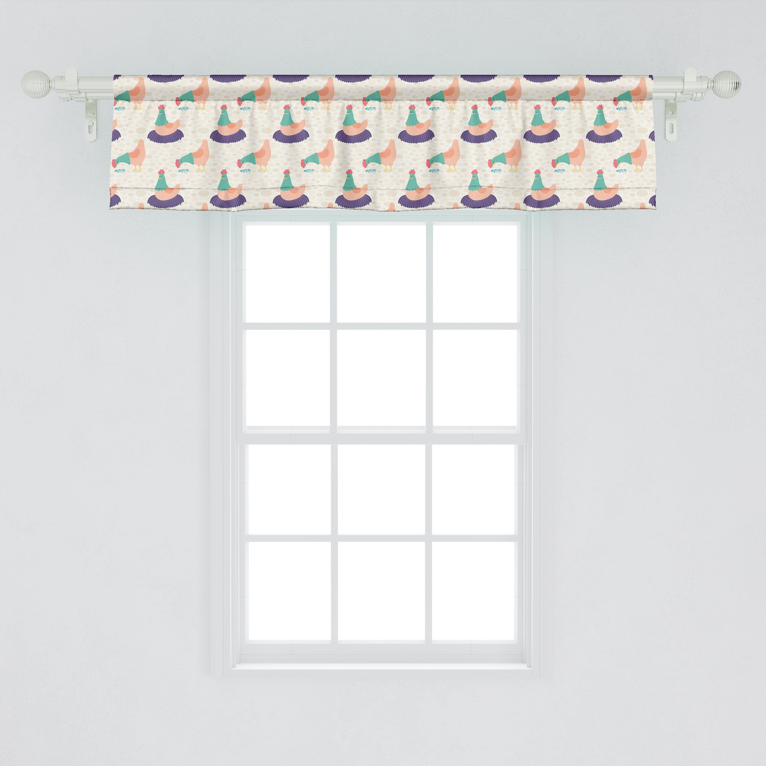 Vorhang Dekor Abakuhaus, für Sitzen Henne Küche Knabbern Microfaser, und Schlafzimmer mit Stangentasche, Volant Tiere Scheibengardine