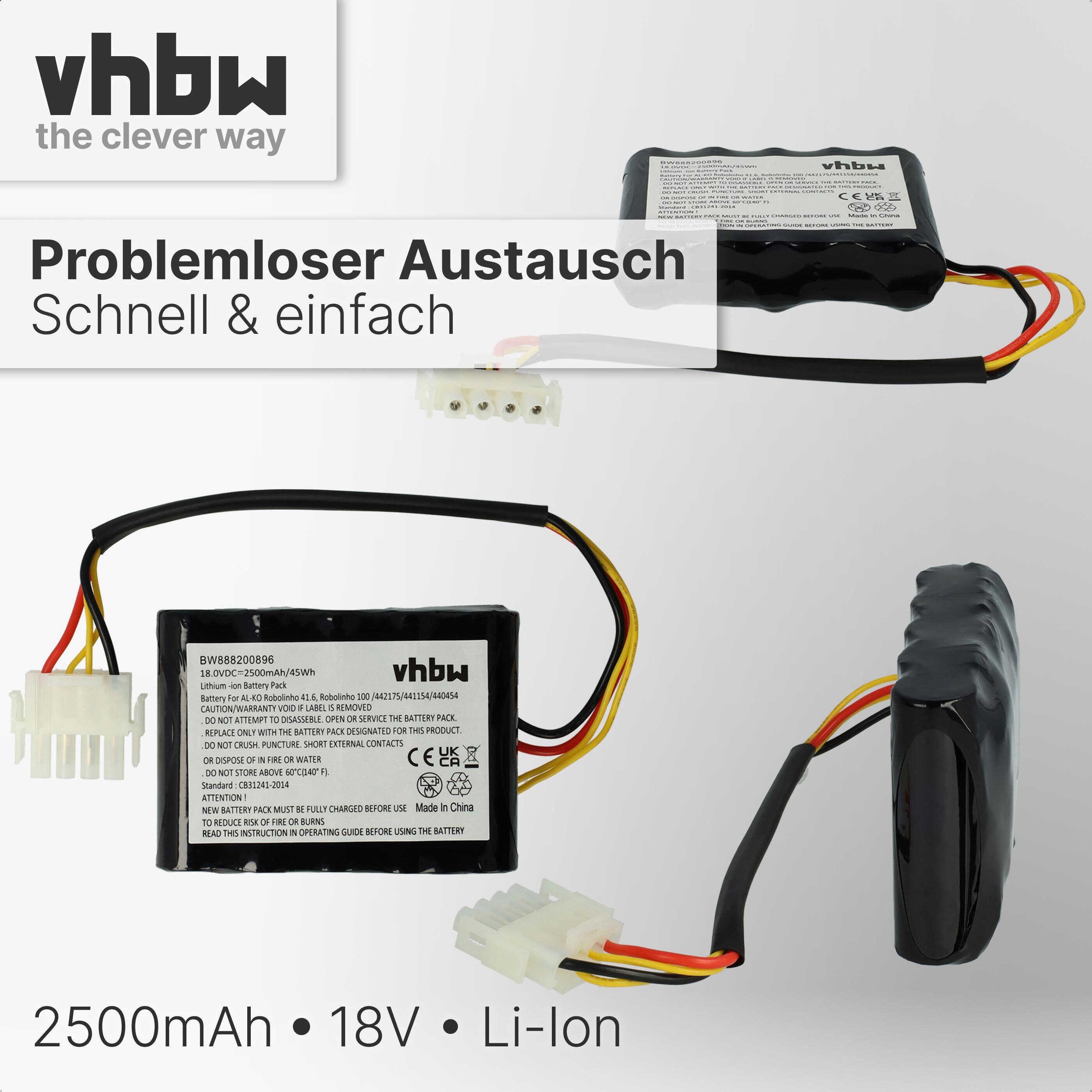 Batterie 18V 2500mAh Li-ion Compatible AL-KO Robolinho 1150W & 500E (02/2018-01/2019)