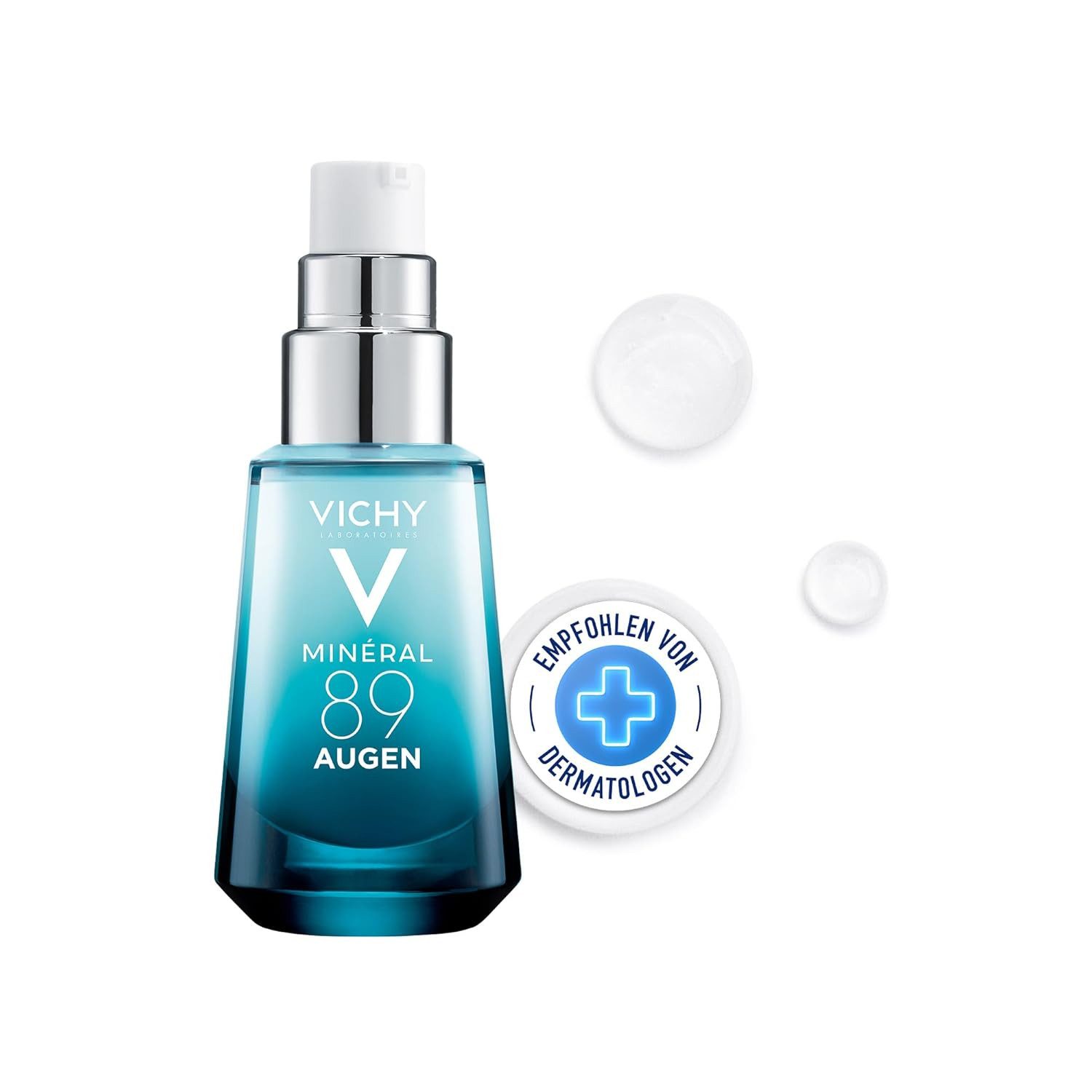 Vichy Anti-Aging-Augencreme Mineral 89 Hyaluron-Boost mit Sofort-Effekt, Mildert Augenringe, Mit purem Koffein und 89% Thermalwasser