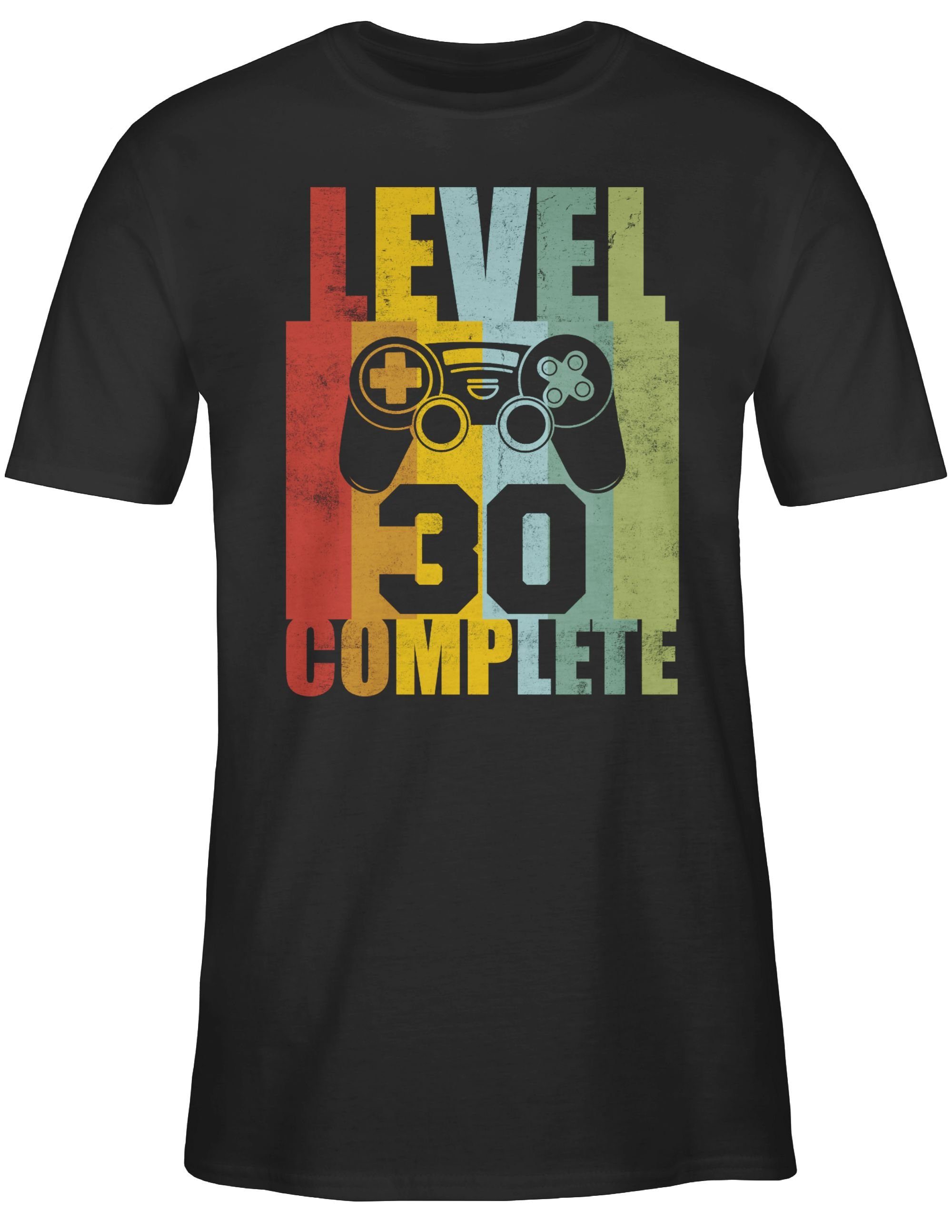 T-Shirt 30 Vintage Level Geburtstag complete 30. 1 Schwarz Shirtracer