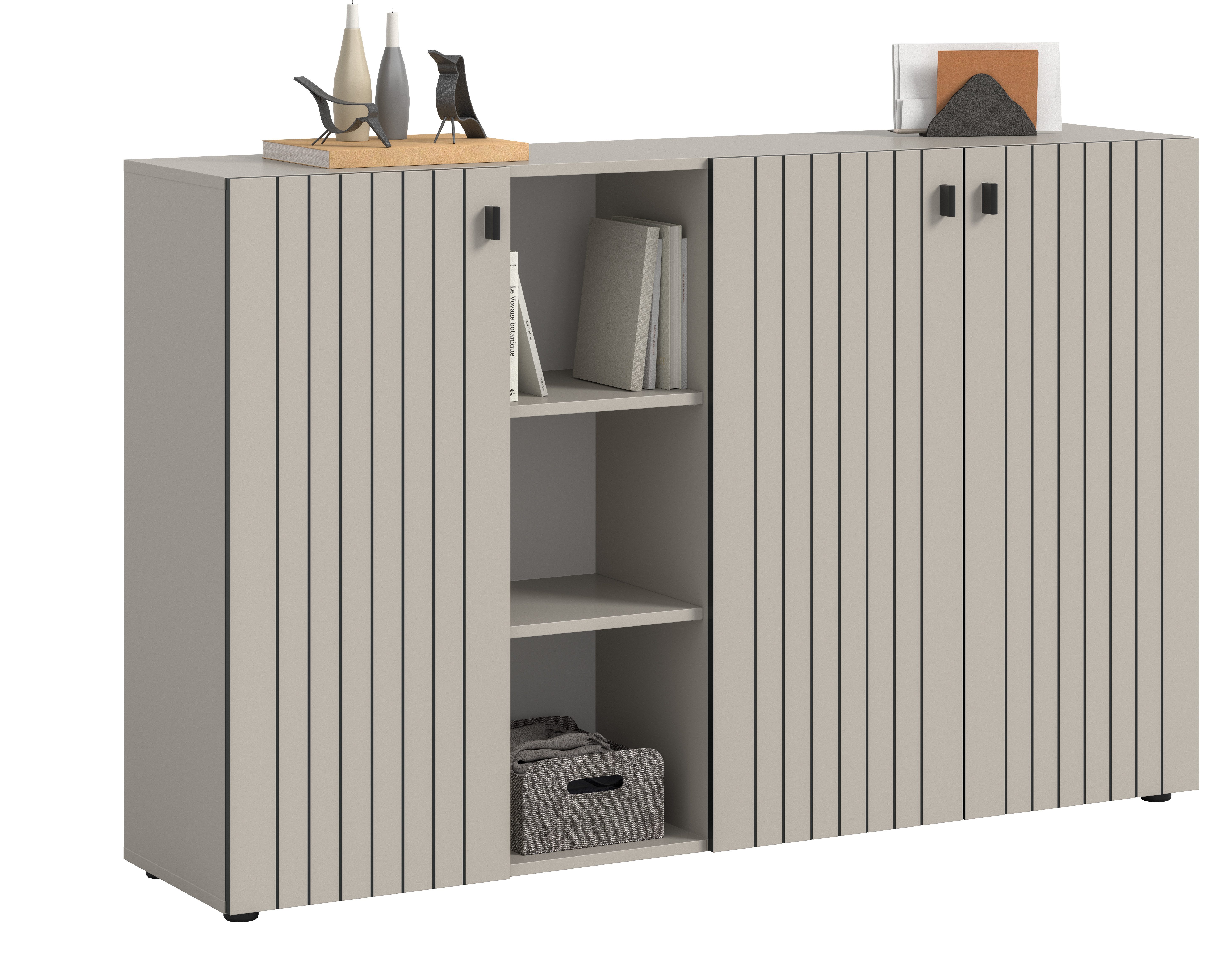 furnling Schuhkommode Stalon, großzügiger Stauraum durch 9 Fächer, Front in Paneeloptik, Kaschmir