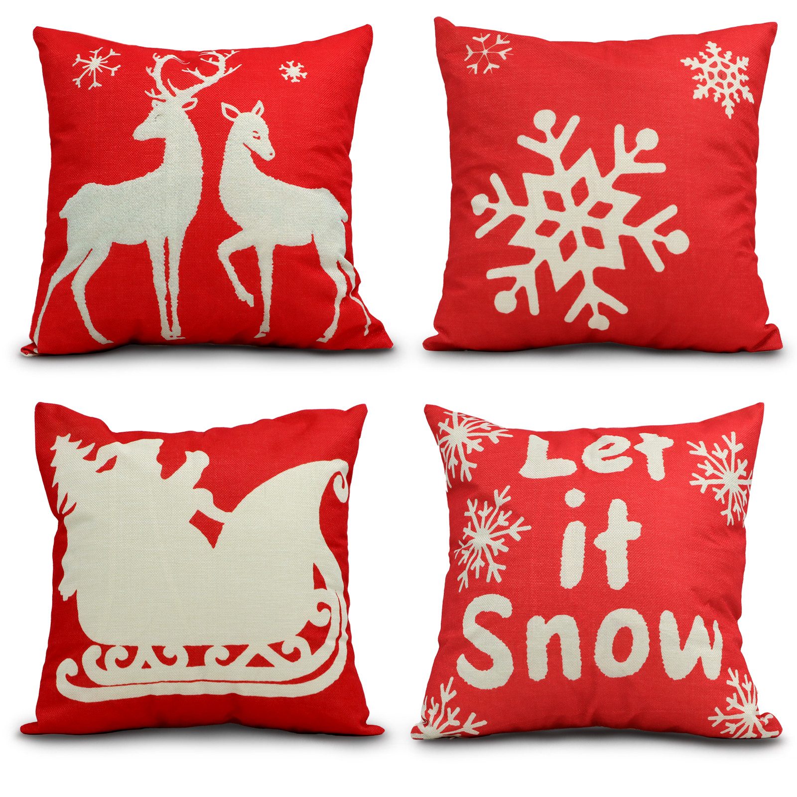 CALIYO Kissenbezug 4 Stück Kissenbezug Weihnachten Dekorative Kissenhülle, günstig online kaufen