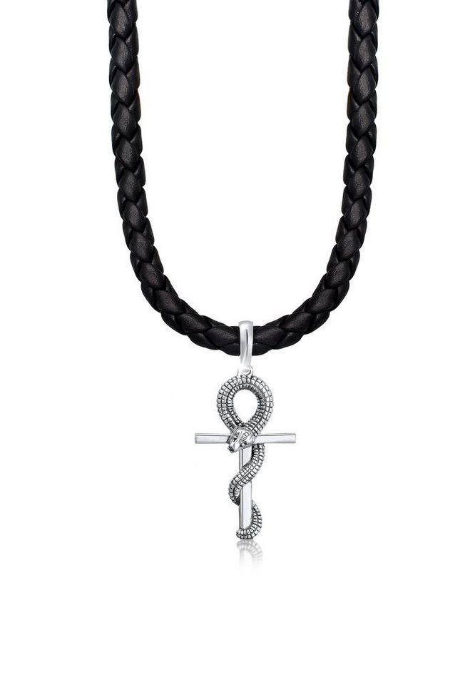 Kuzzoi Lederband Herren Kreuz Schlange Leder Oxidiert 925 Silber Online Kaufen Otto