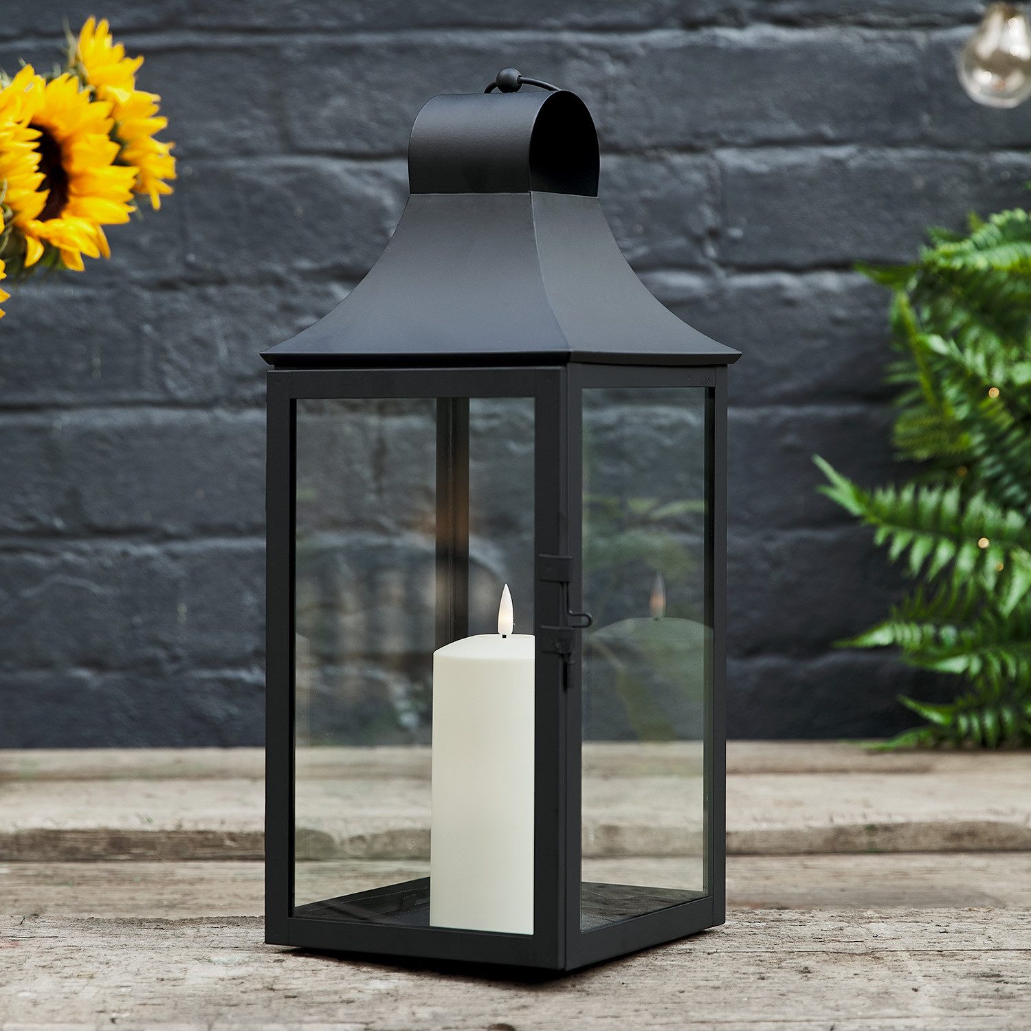 Lights4fun LED Laterne 45cm Albury Gartenlaterne mit TruGlow® Outdoor Kerze