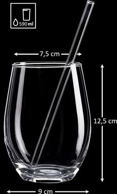 Ritzenhoff & Breker Longdrinkglas Gin, Glas, 8-teilig, inkl. Glas-Trinkhalme, 590 ml