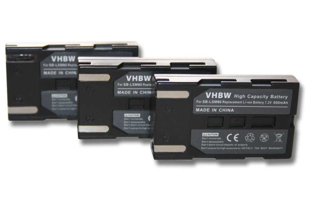 für VP-DC161W, vhbw passend Samsung VP-DC171, VP-DC165W, 600 mAh Kamera-Akku VP-DC163,