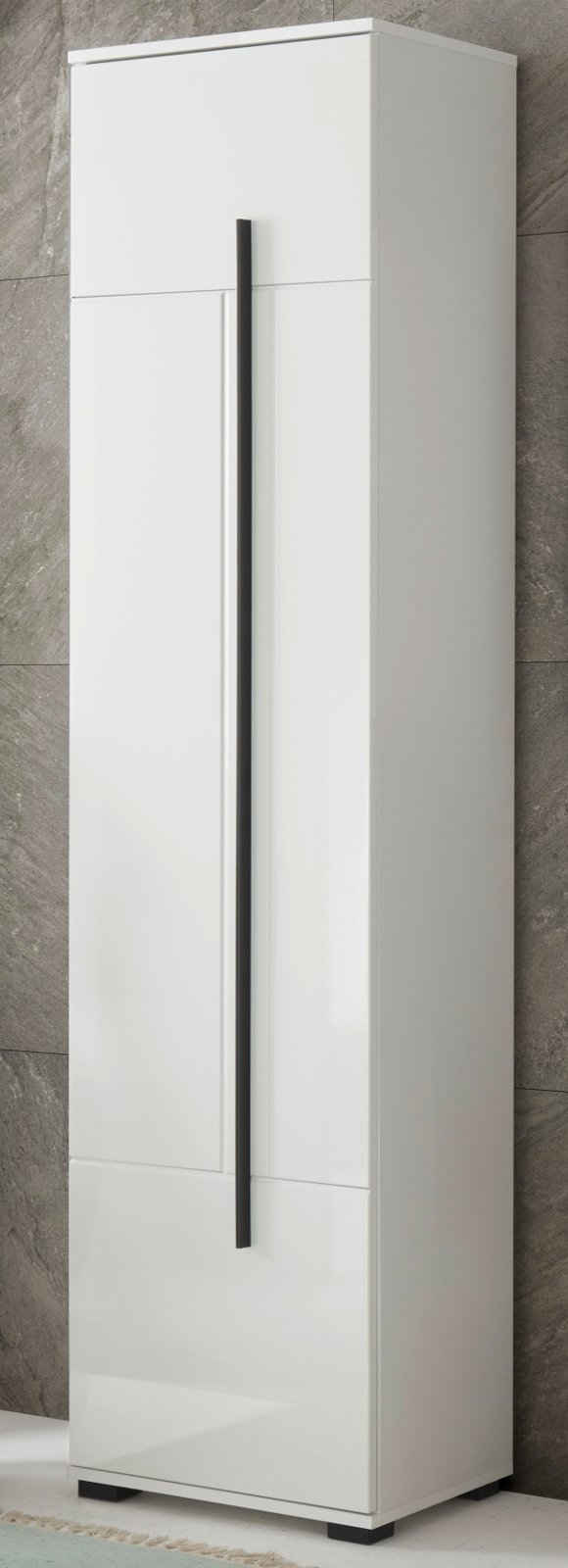 Furn.Design Hochschrank Design-D (Badschrank in weiß Hochglanz, 45 x 200 cm) 6 Fächer