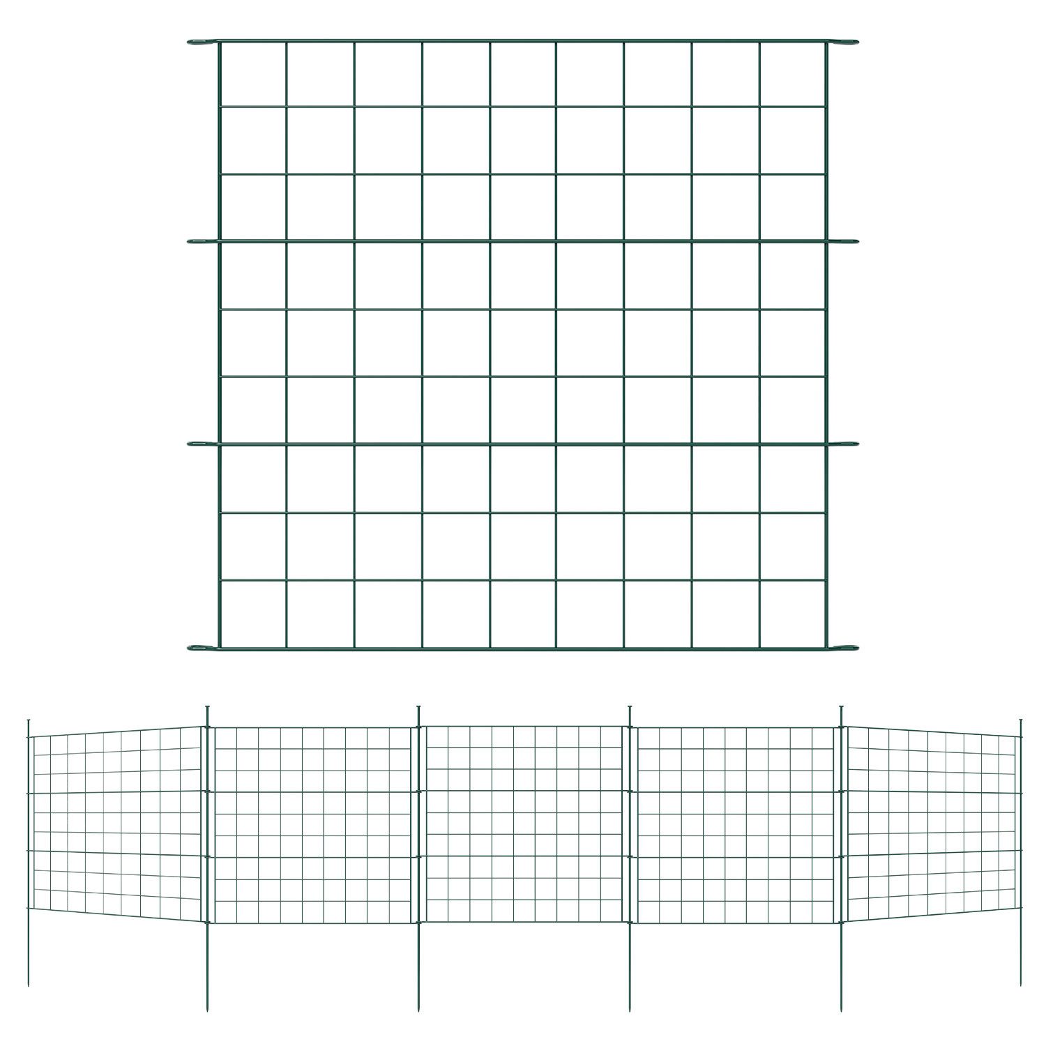 Clanmacy Gartenzaun Teichzaun Komplettset Zauntor Gartenzaun Stabzaun Garten Draht Metall