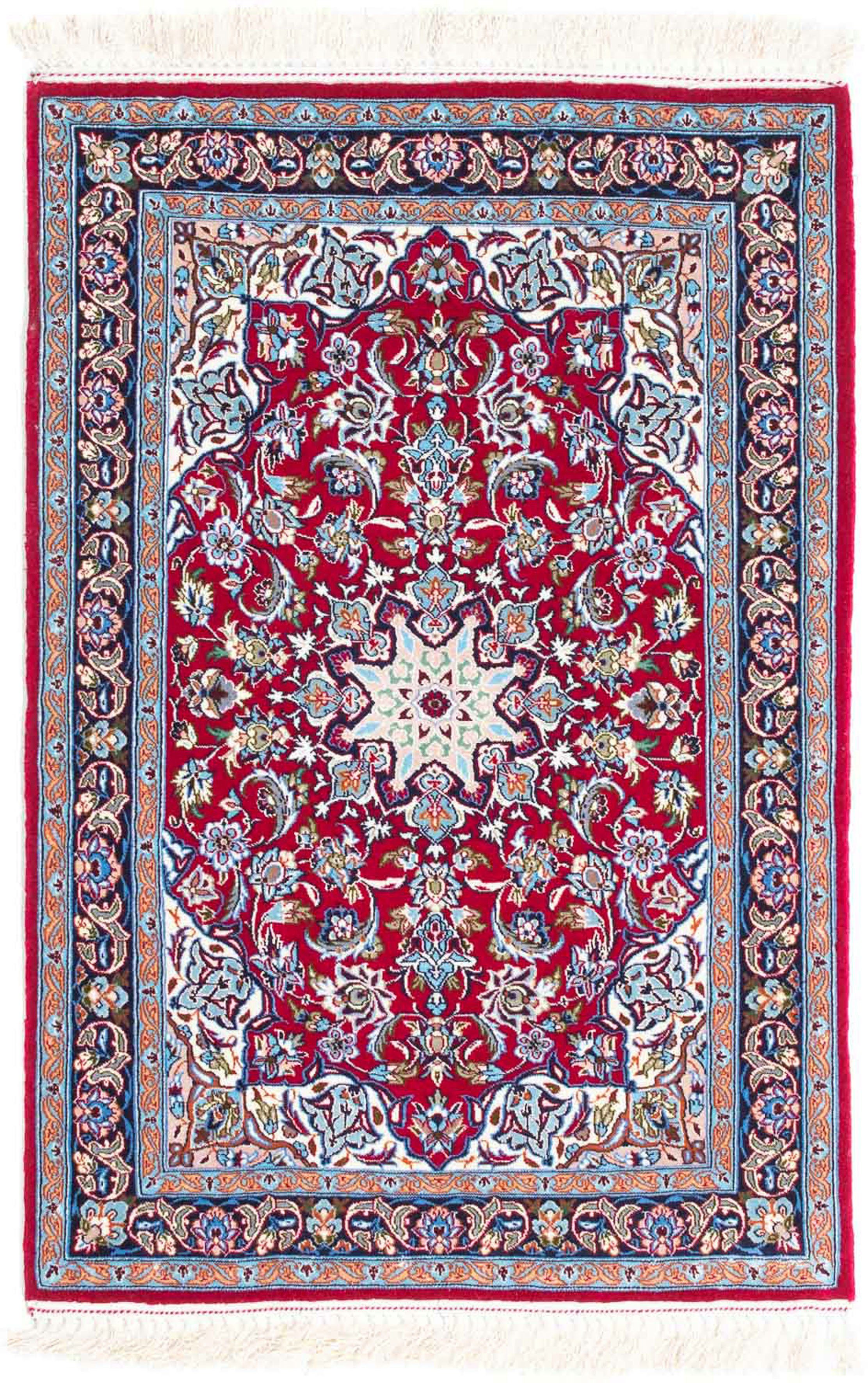 Orientteppich Perser - Handgeknüpft, rot, mit Zertifikat 69 - Wohnzimmer, Isfahan 107 mm, Premium - Höhe: cm Einzelstück 6 x - rechteckig, morgenland